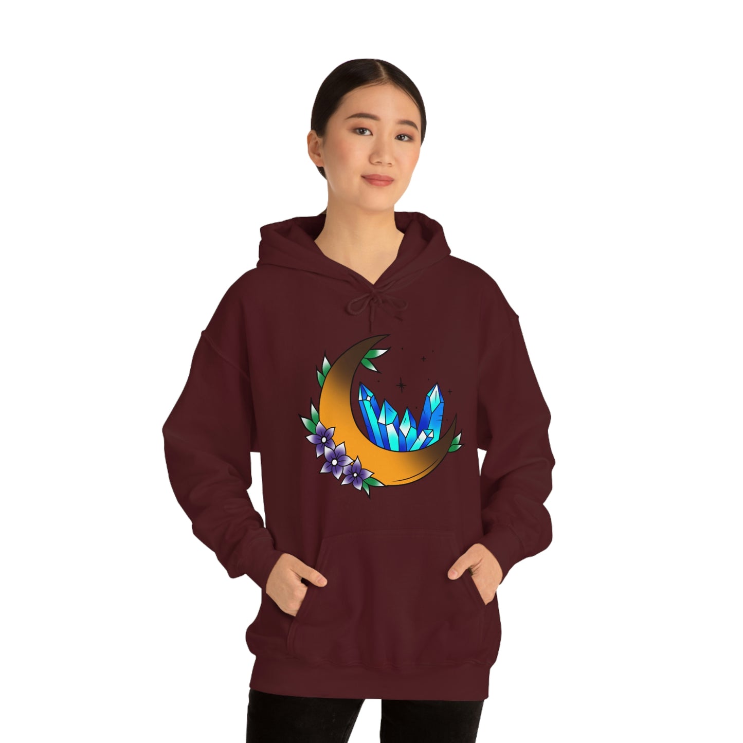 Blue Crystal Flower Unisex Heavy Blend™ Hooded Sweatshirt