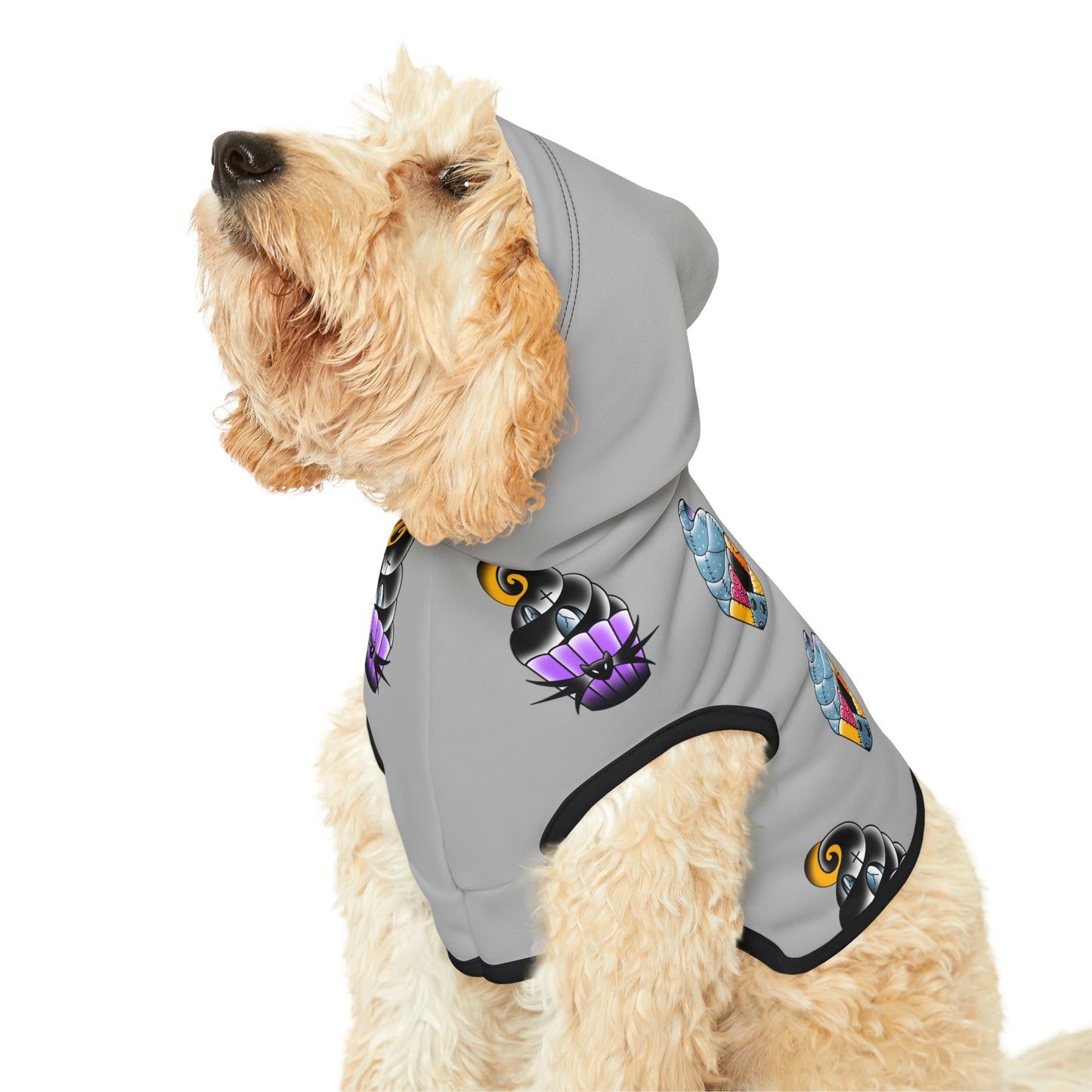 Jack and Sally Cupcake Grey Dog Hoodie