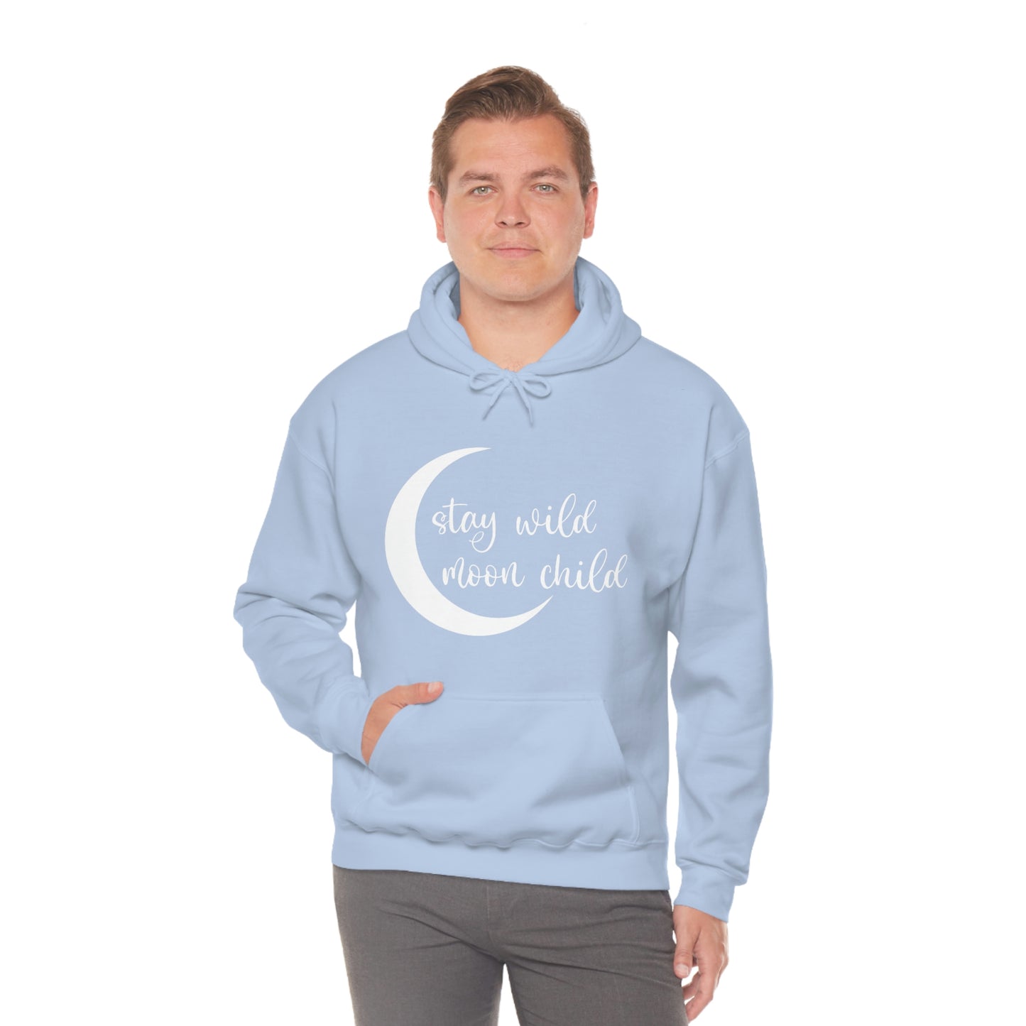 Stay Wild Moon Child White Font Unisex Heavy Blend™ Hooded Sweatshirt