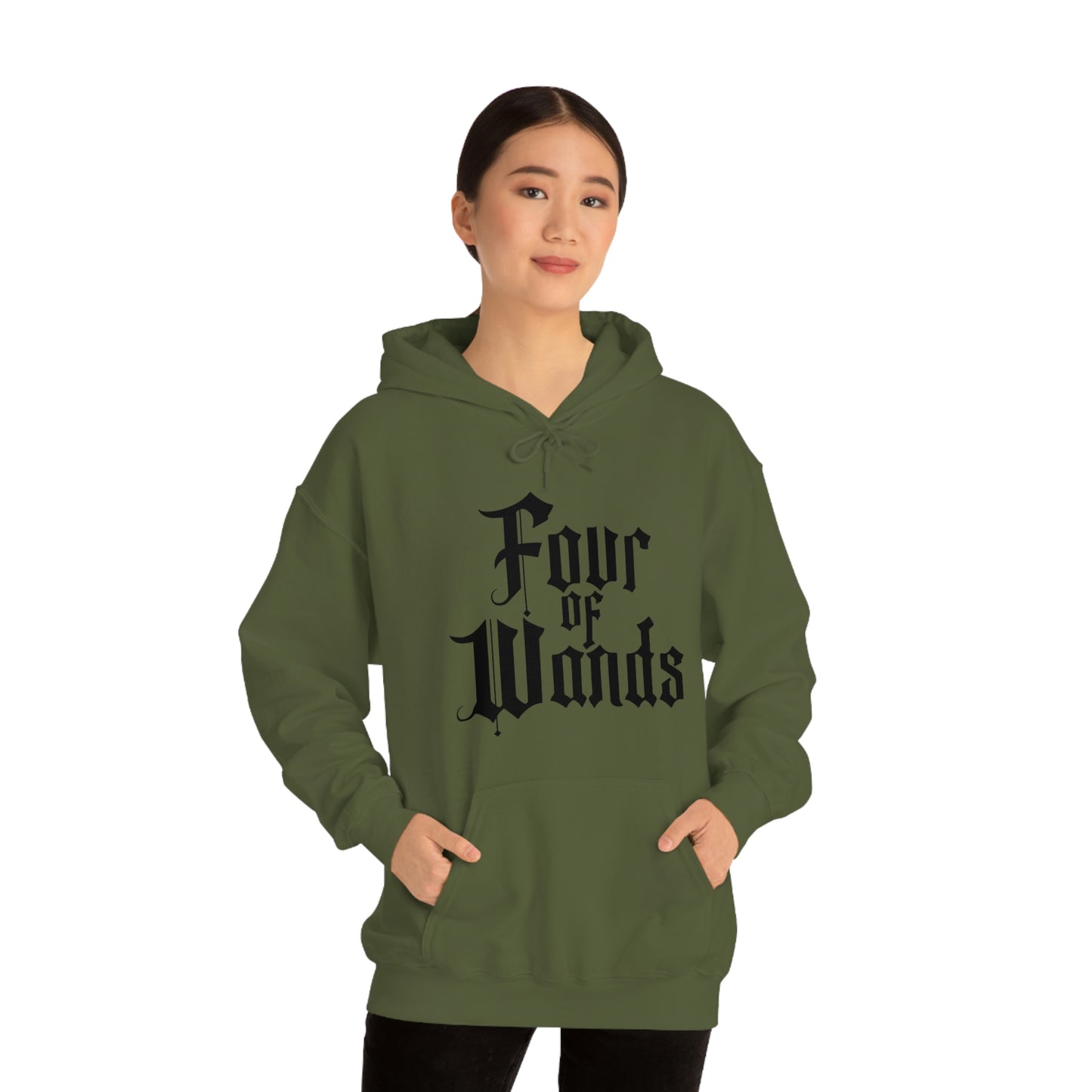 Four of Wands Black Logo Unisex Heavy Blend™ Hooded Sweatshirt