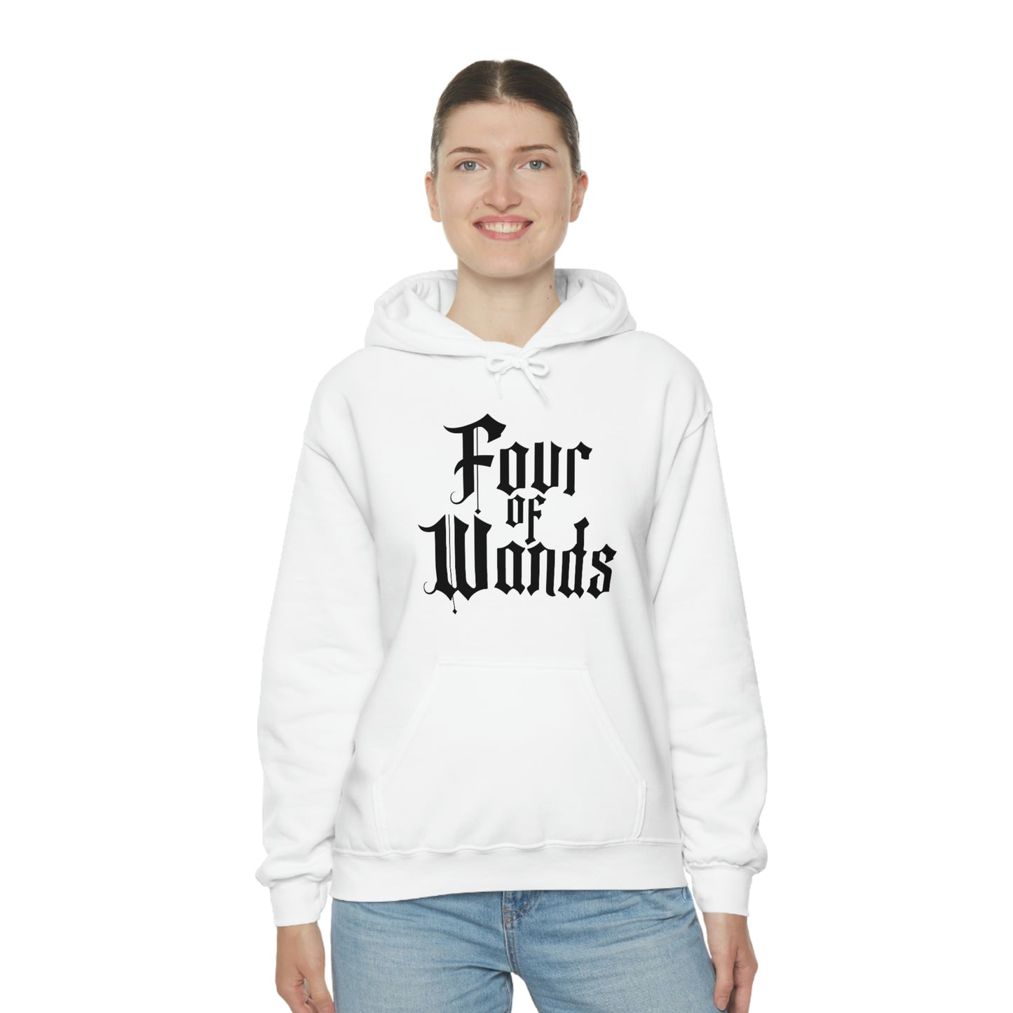 Four of Wands Black Logo Unisex Heavy Blend™ Hooded Sweatshirt