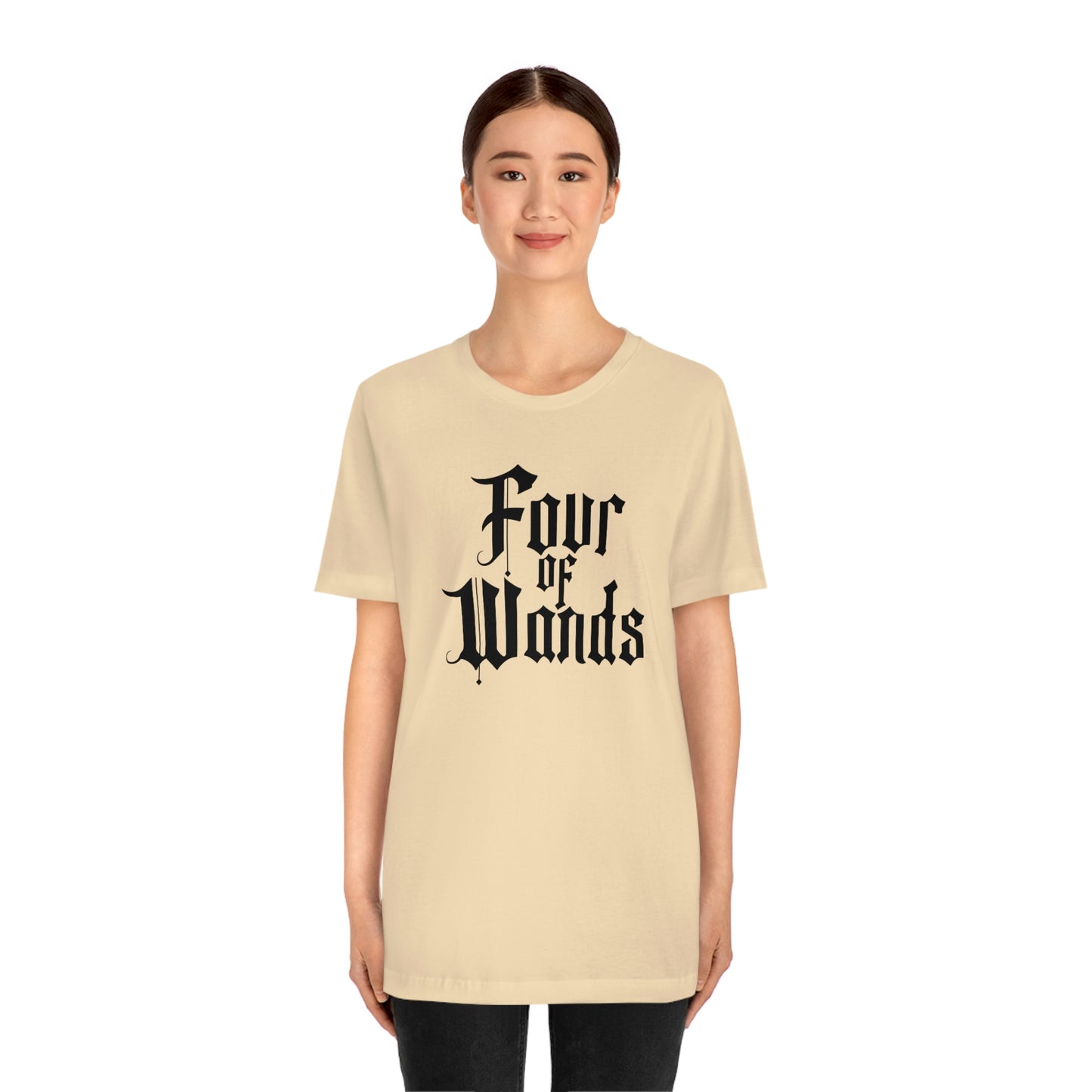 Four of Wands Black Logo Unisex Jersey Short Sleeve Tee