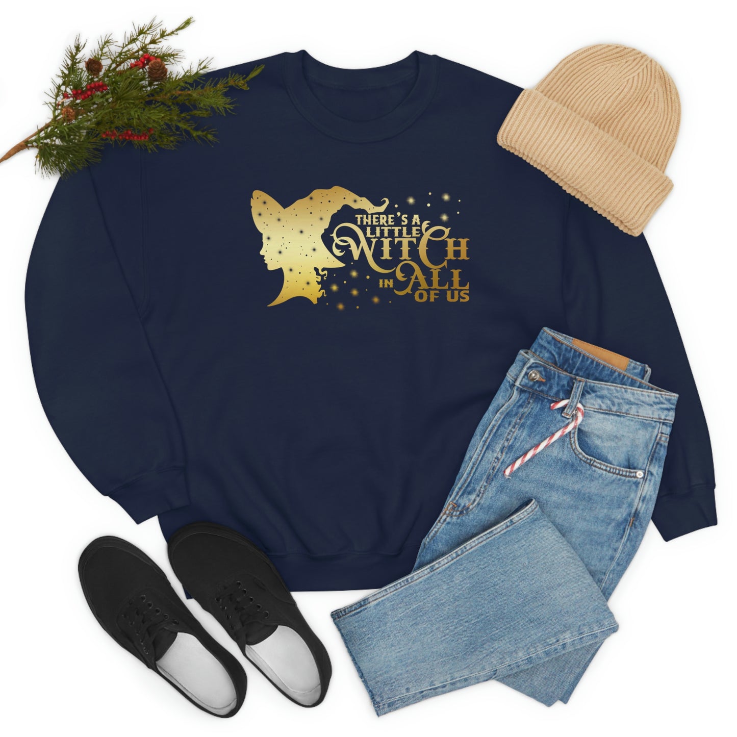 Witch In All of Us Gold Font Black unisex heavy blend crewneck sweatshirt