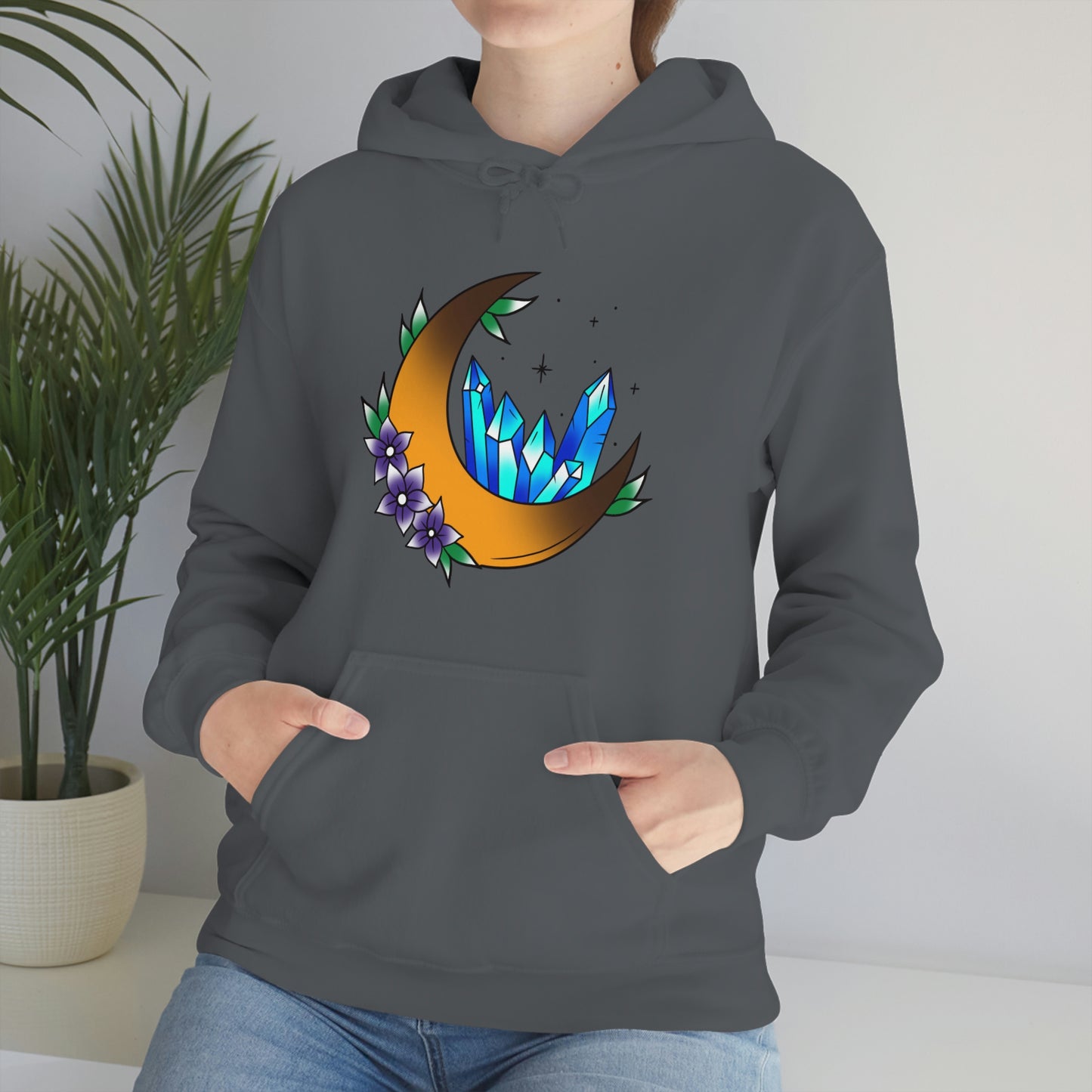 Blue Crystal Flower Unisex Heavy Blend™ Hooded Sweatshirt