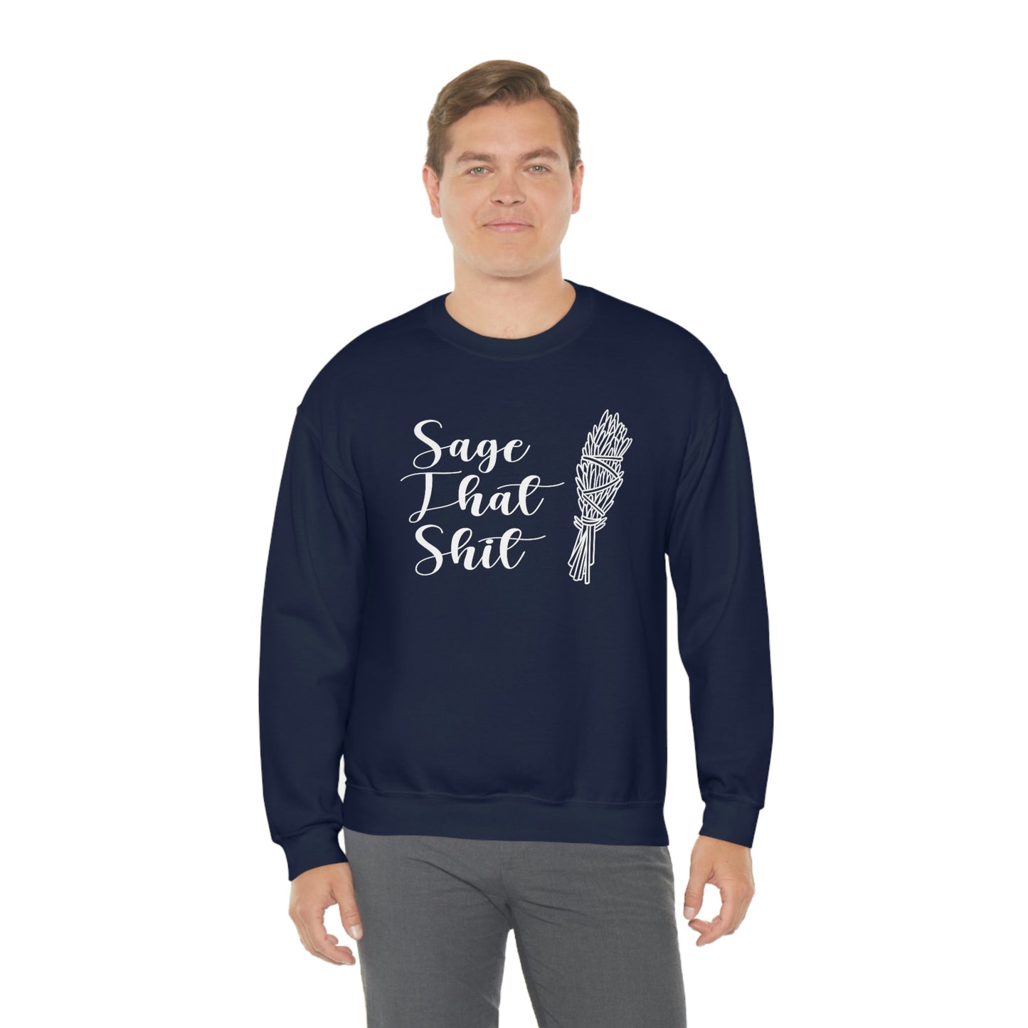 Sage That White Font unisex heavy blend crewneck sweatshirt