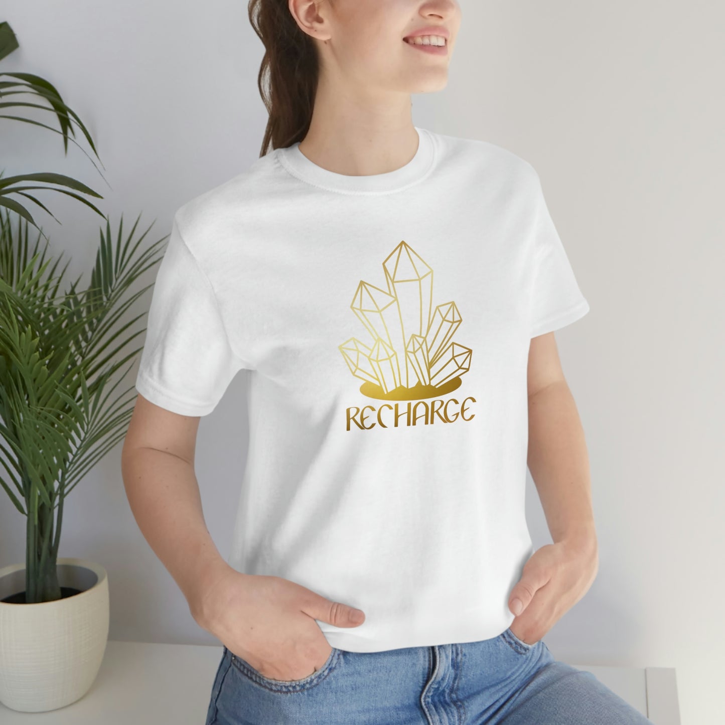 Recharge Gold Font Unisex Jersey Short Sleeve Tee