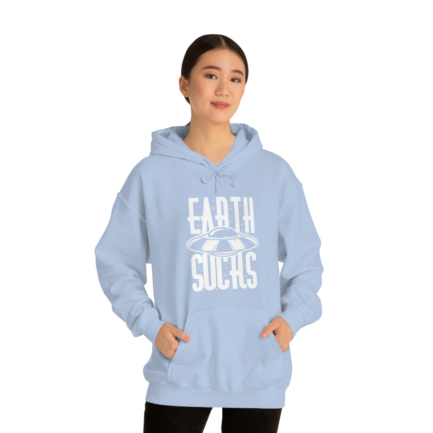 Earth Sucks White Font Unisex Heavy Blend™ Hooded Sweatshirt