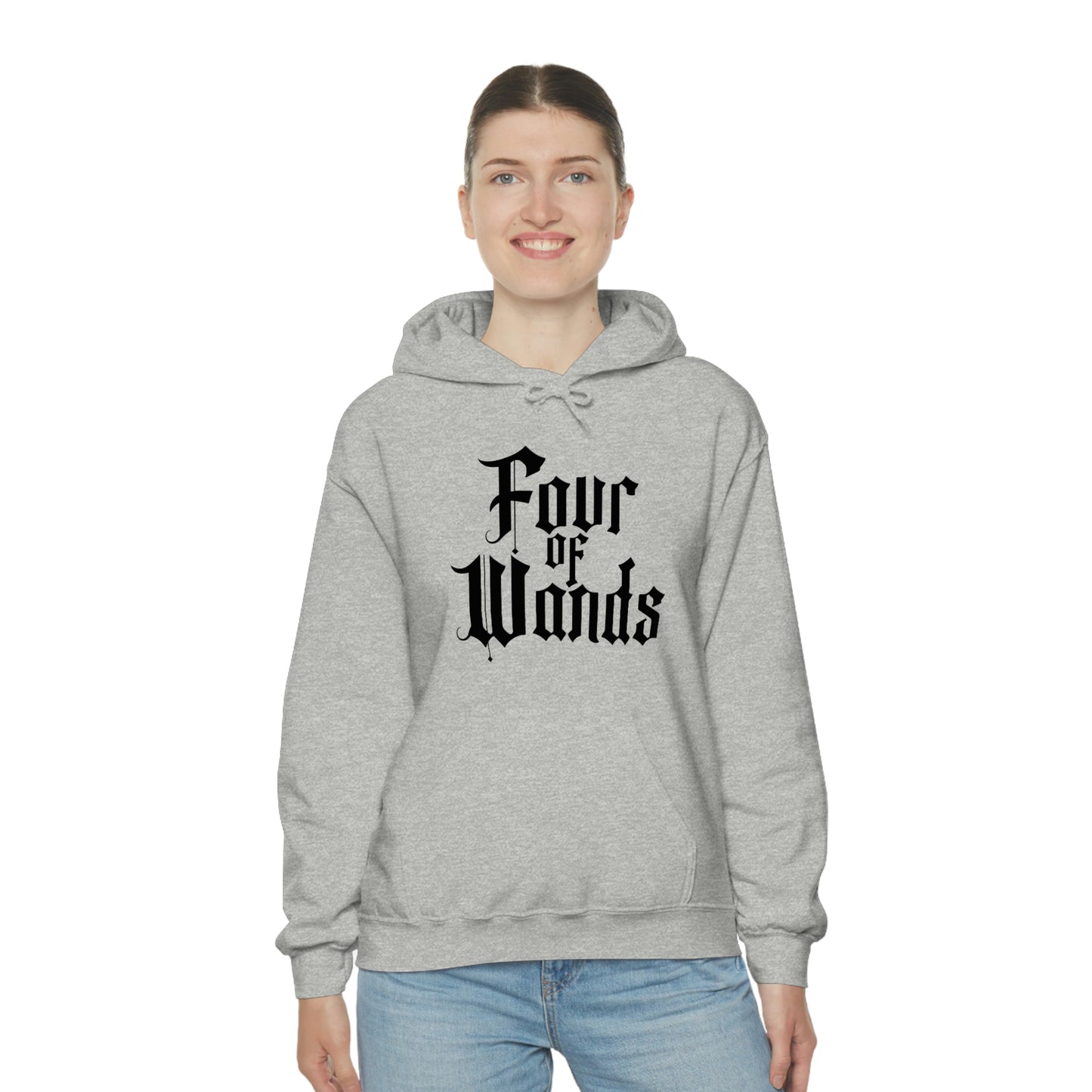 Four of Wands Black Logo Unisex Heavy Blend™ Hooded Sweatshirt