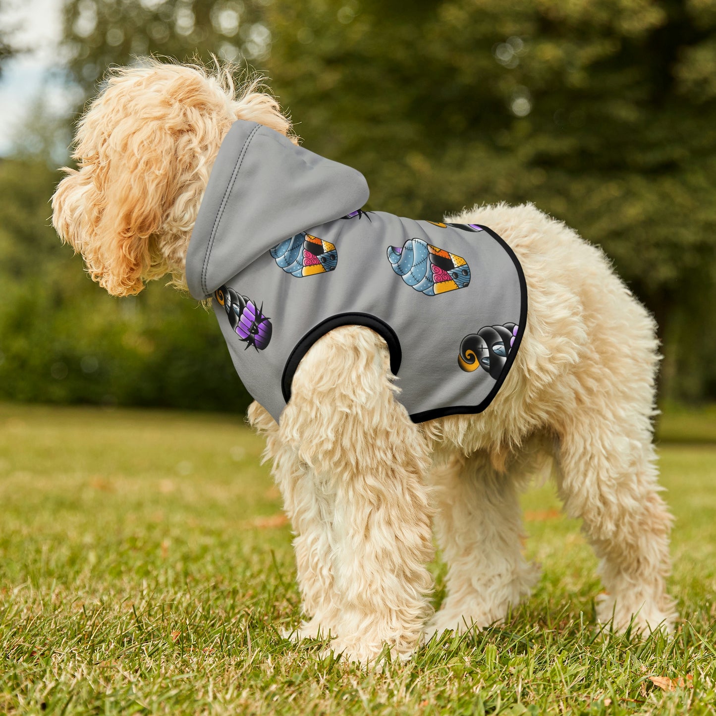 Jack and Sally Cupcake Grey Dog Hoodie