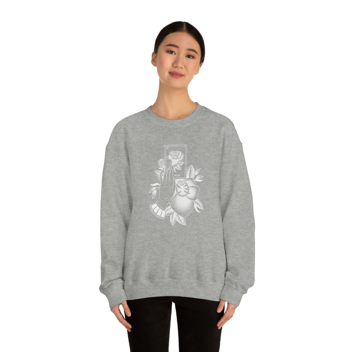 Rosa Card Shaded White unisex heavy blend crewneck sweatshirt