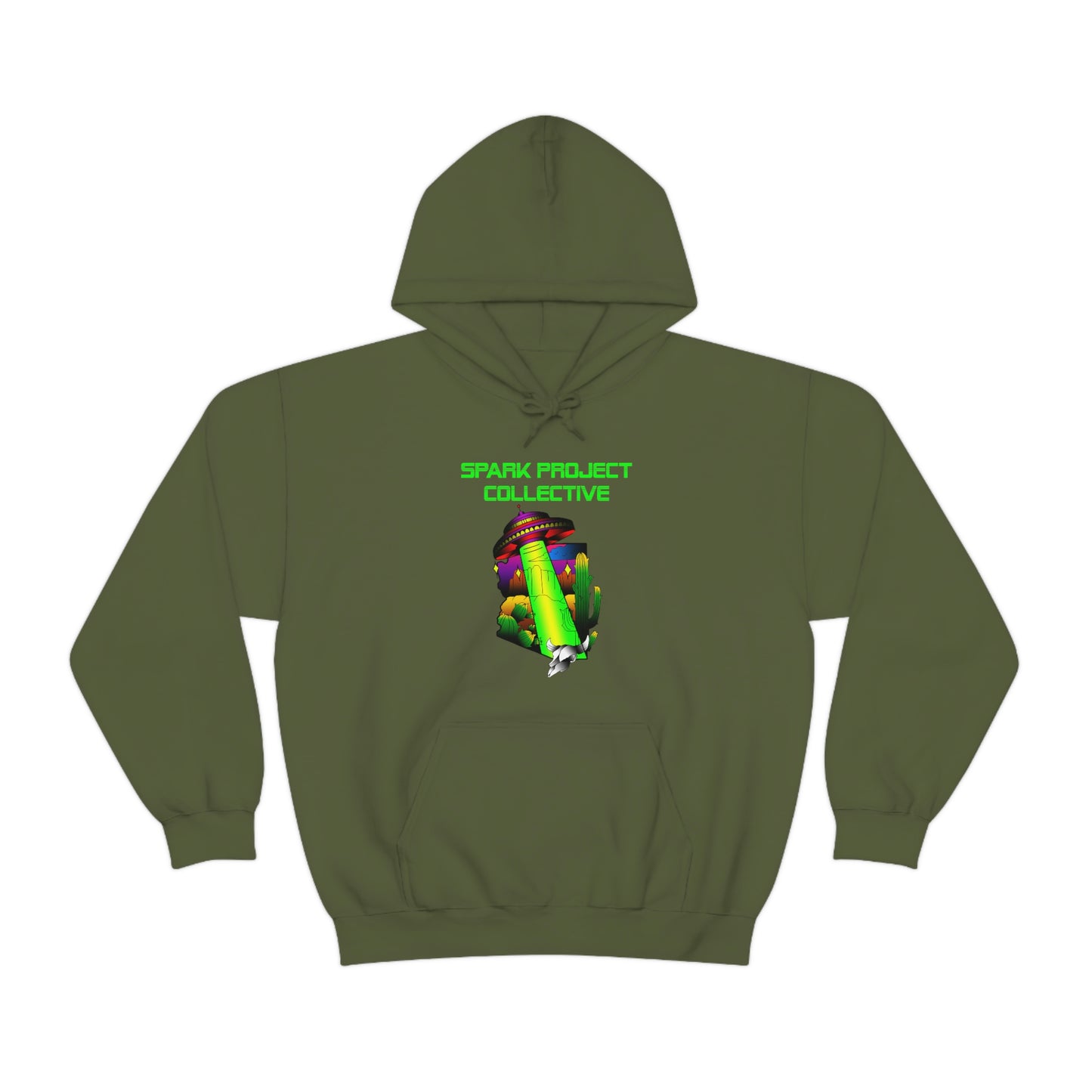 UFO Spark Green Font Unisex Heavy Blend™ Hooded Sweatshirt