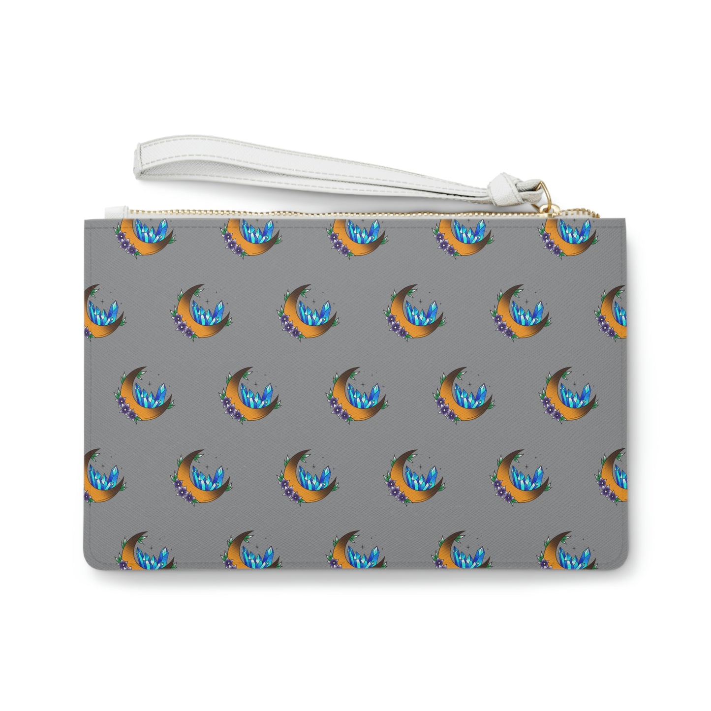 Moon and Blue Crystal Grey Clutch Bag