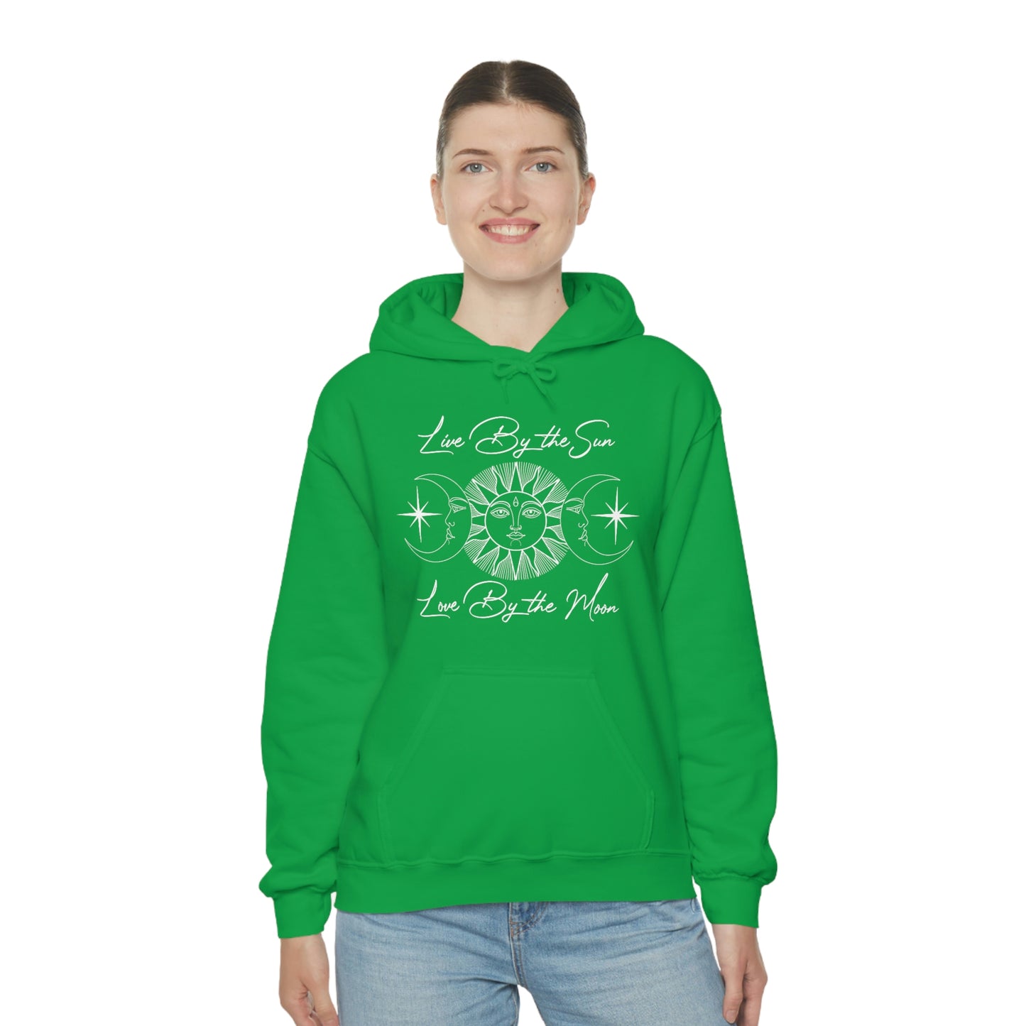 Live By the Sun White Font Unisex Heavy Blend™ Hooded Sweatshirt