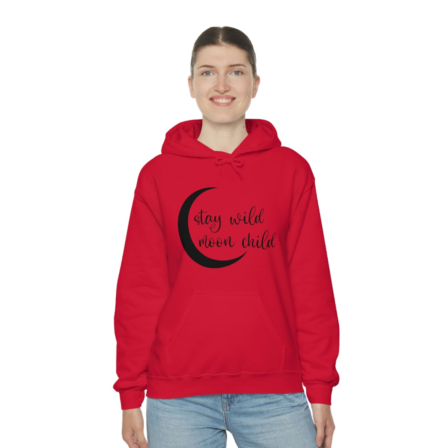 Stay Wild Moon Child Black Font Unisex Heavy Blend™ Hooded Sweatshirt