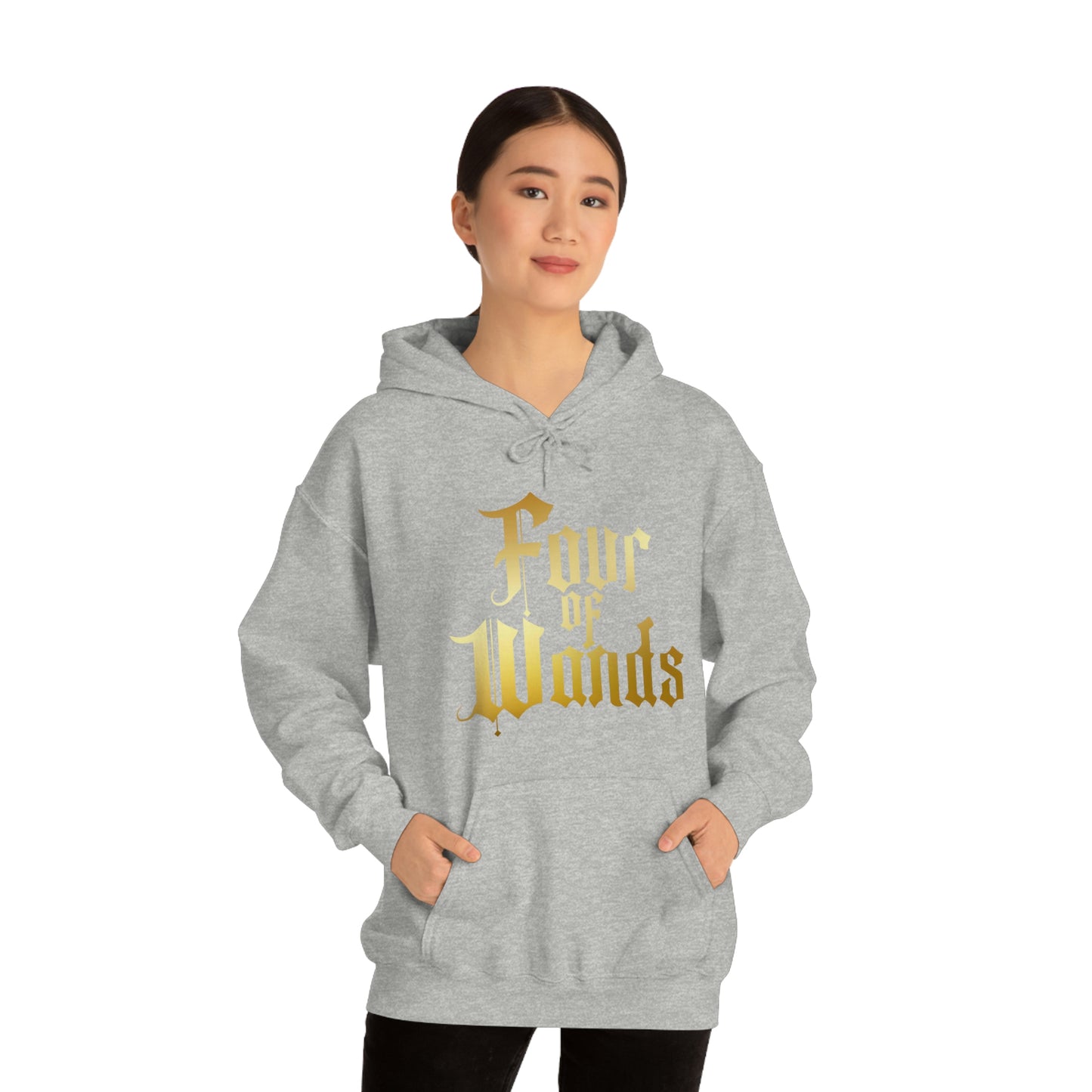 Four of Wands Gold Logo Unisex Heavy Blend™ Hooded Sweatshirt