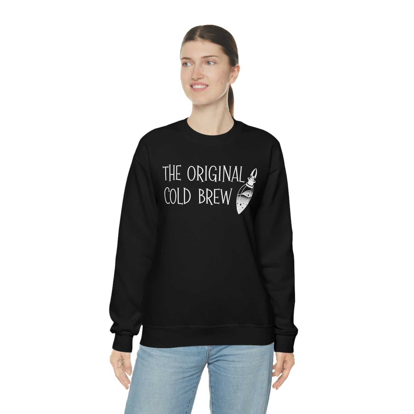 The Original Cold Brew White Font unisex heavy blend crewneck sweatshirt