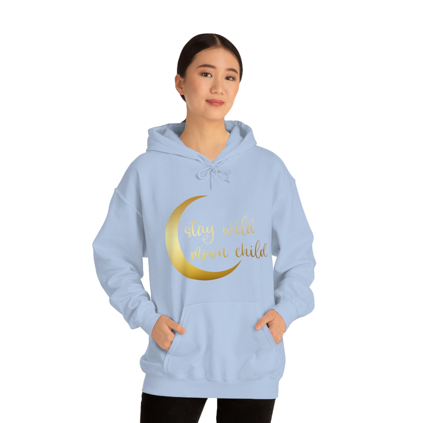 Stay Wild Moon Child Gold Font Unisex Heavy Blend™ Hooded Sweatshirt