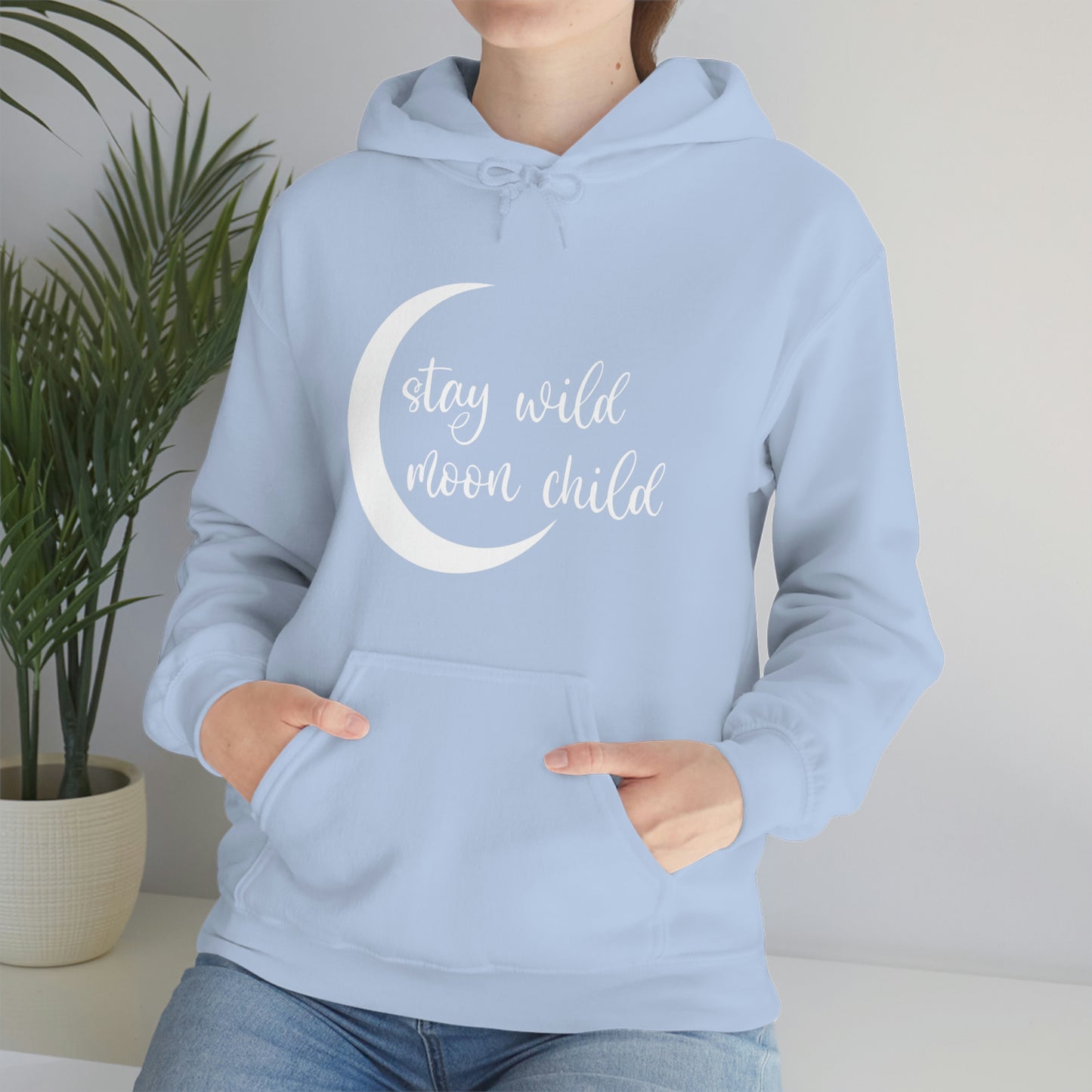 Stay Wild Moon Child White Font Unisex Heavy Blend™ Hooded Sweatshirt