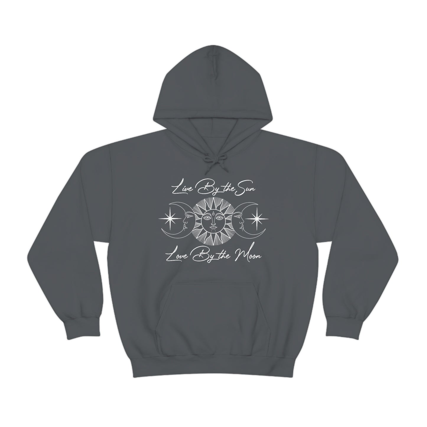 Live By the Sun White Font Unisex Heavy Blend™ Hooded Sweatshirt