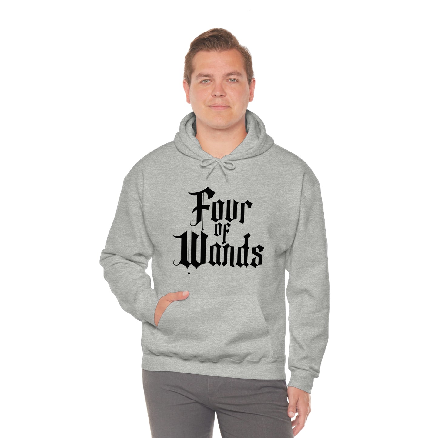 Four of Wands Black Logo Unisex Heavy Blend™ Hooded Sweatshirt