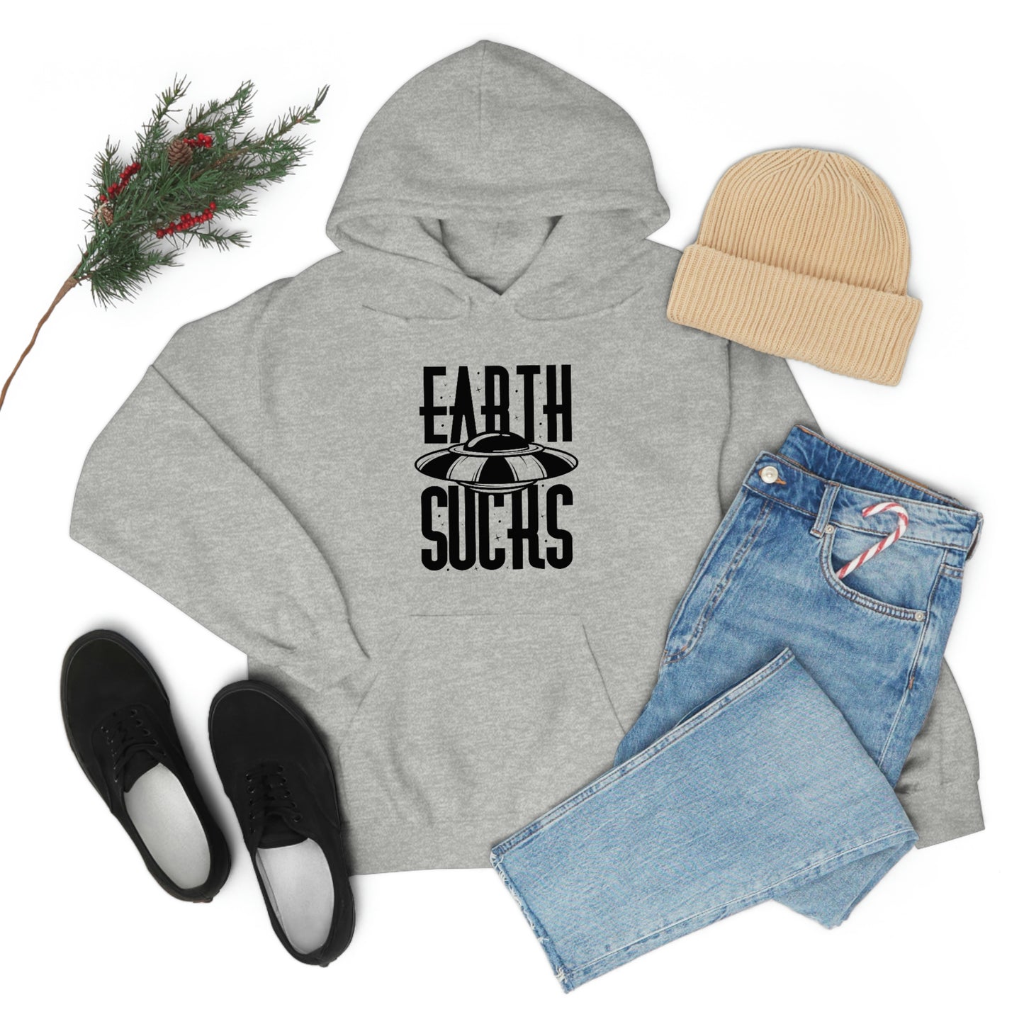 Earth Sucks Black Font Unisex Heavy Blend™ Hooded Sweatshirt