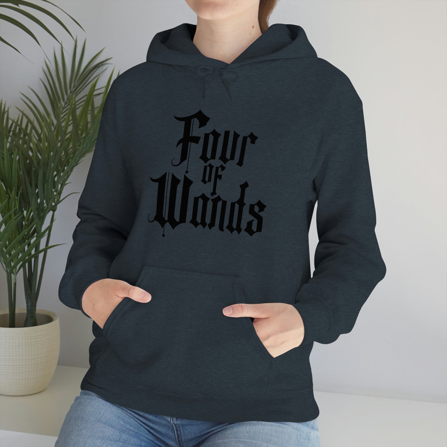 Four of Wands Black Logo Unisex Heavy Blend™ Hooded Sweatshirt