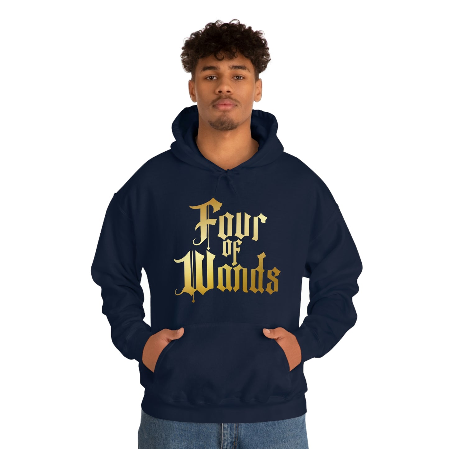 Four of Wands Gold Logo Unisex Heavy Blend™ Hooded Sweatshirt