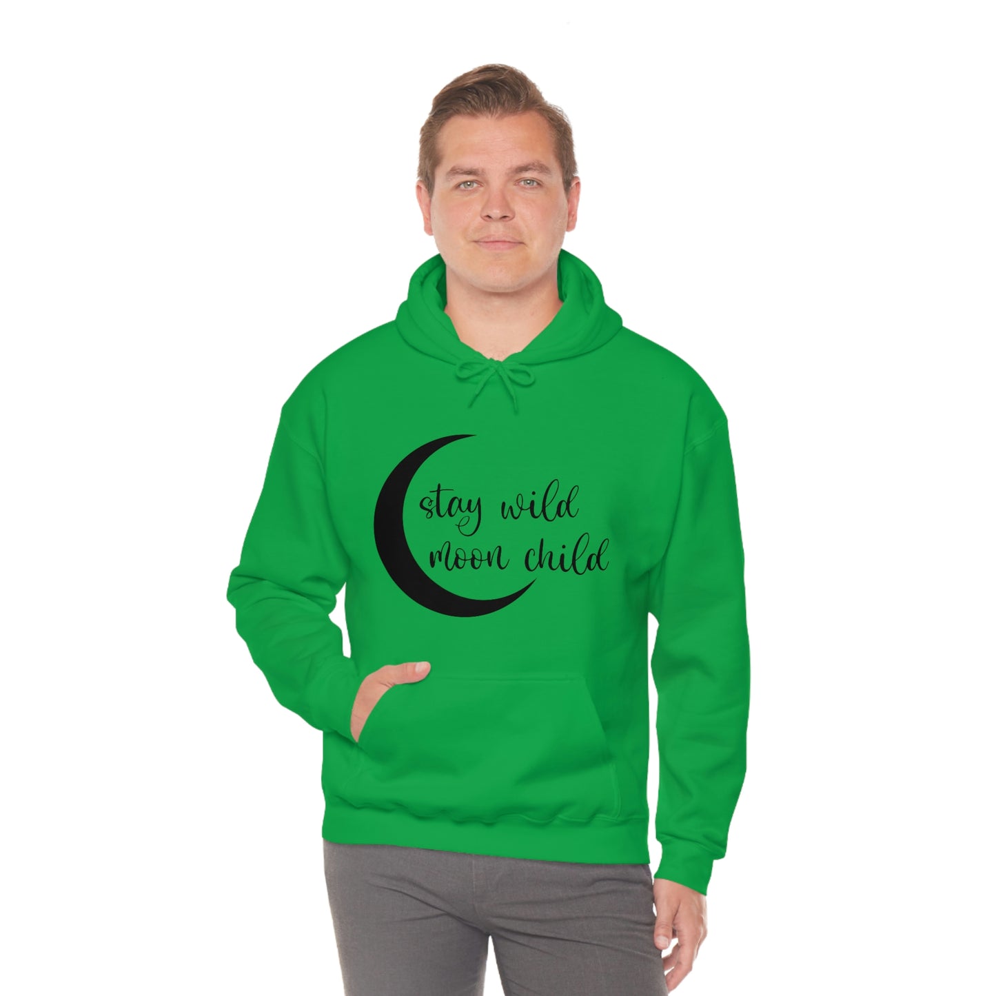 Stay Wild Moon Child Black Font Unisex Heavy Blend™ Hooded Sweatshirt