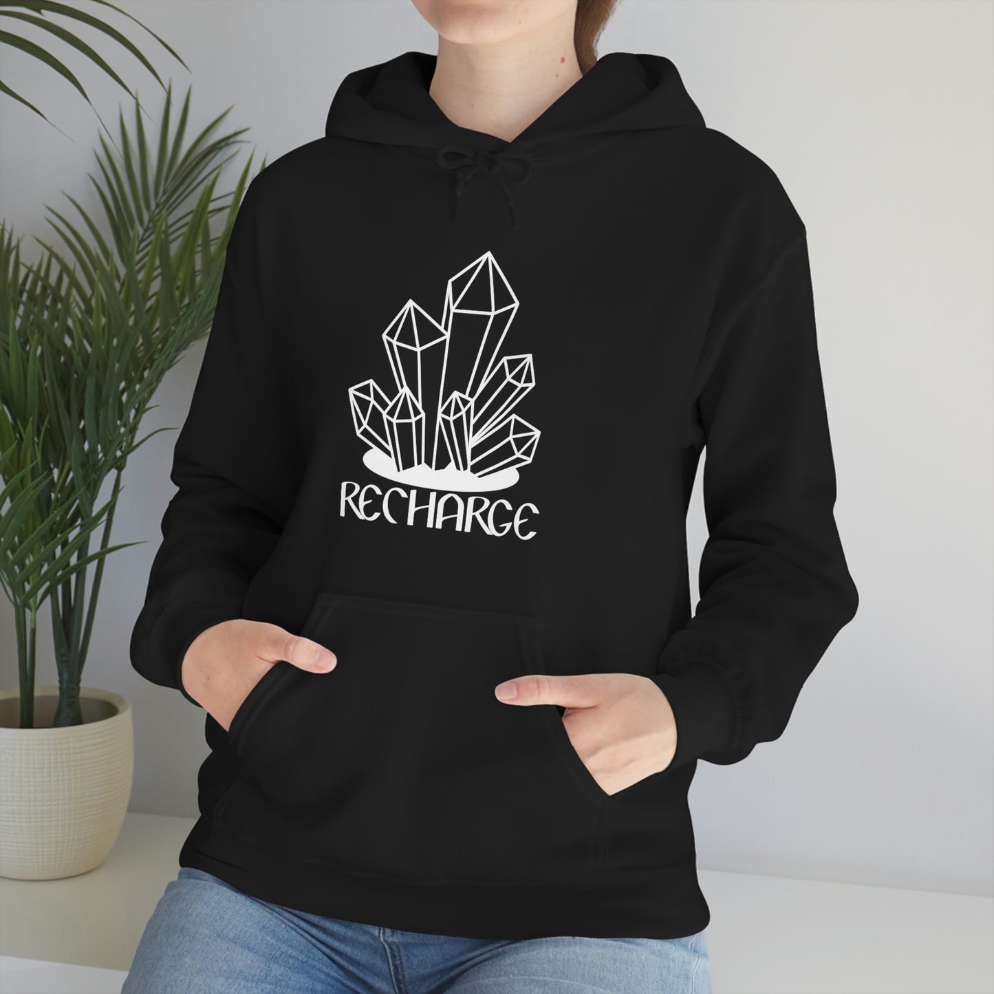 Recharge White Font Unisex Heavy Blend™ Hooded Sweatshirt