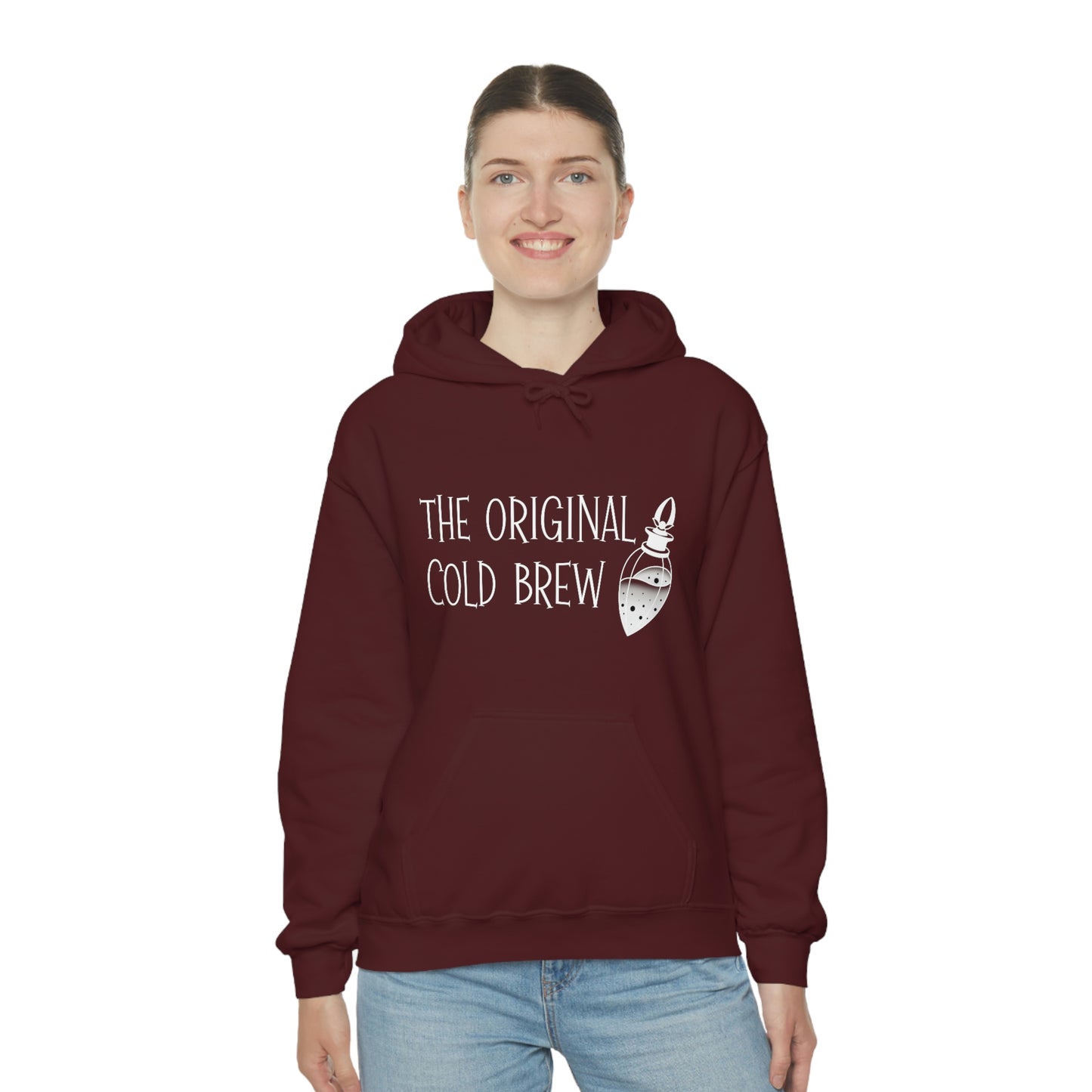 The Original Cold Brew White Font Unisex Heavy Blend™ Hooded Sweatshirt