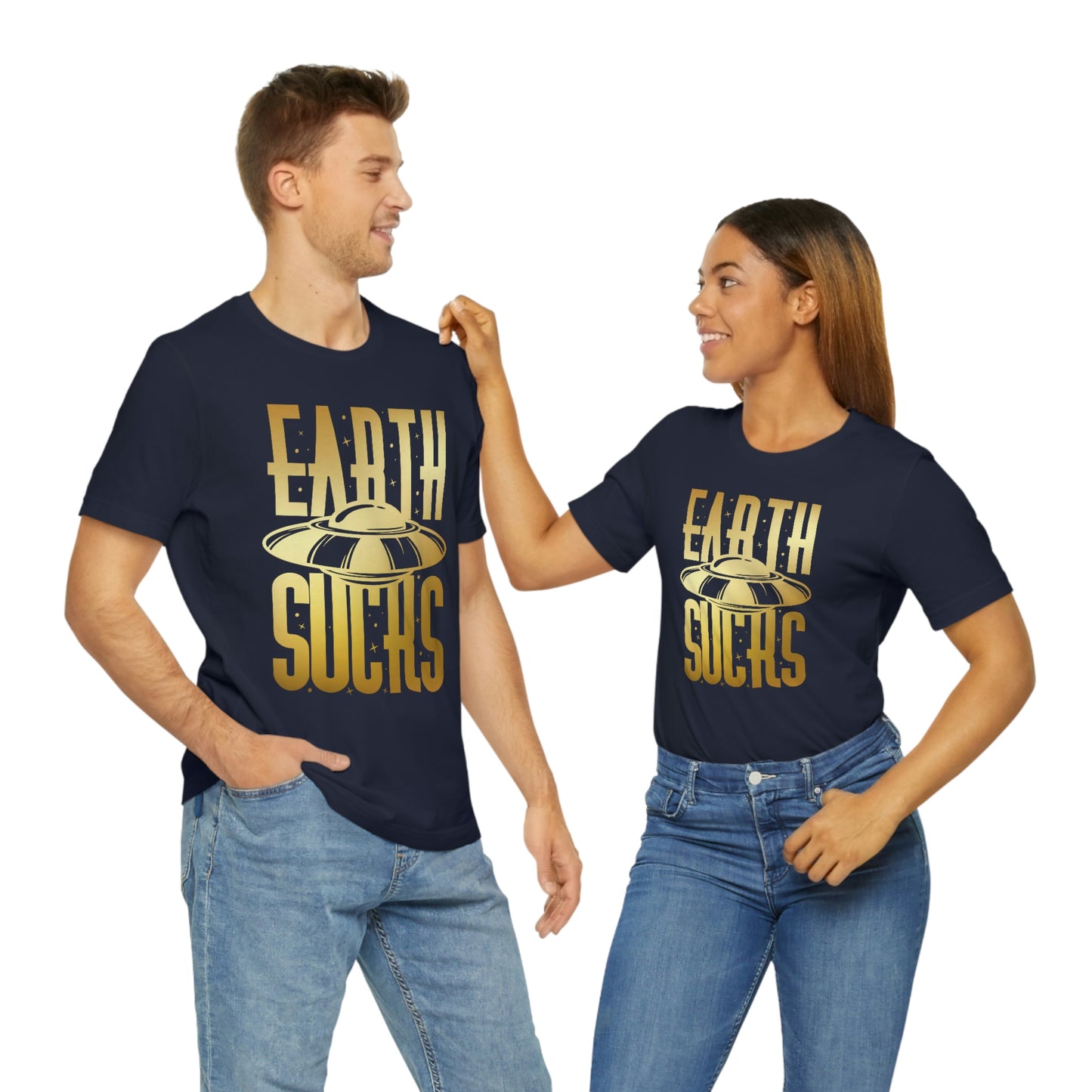 Earth Sucks Gold Font Unisex Jersey Short Sleeve Tee