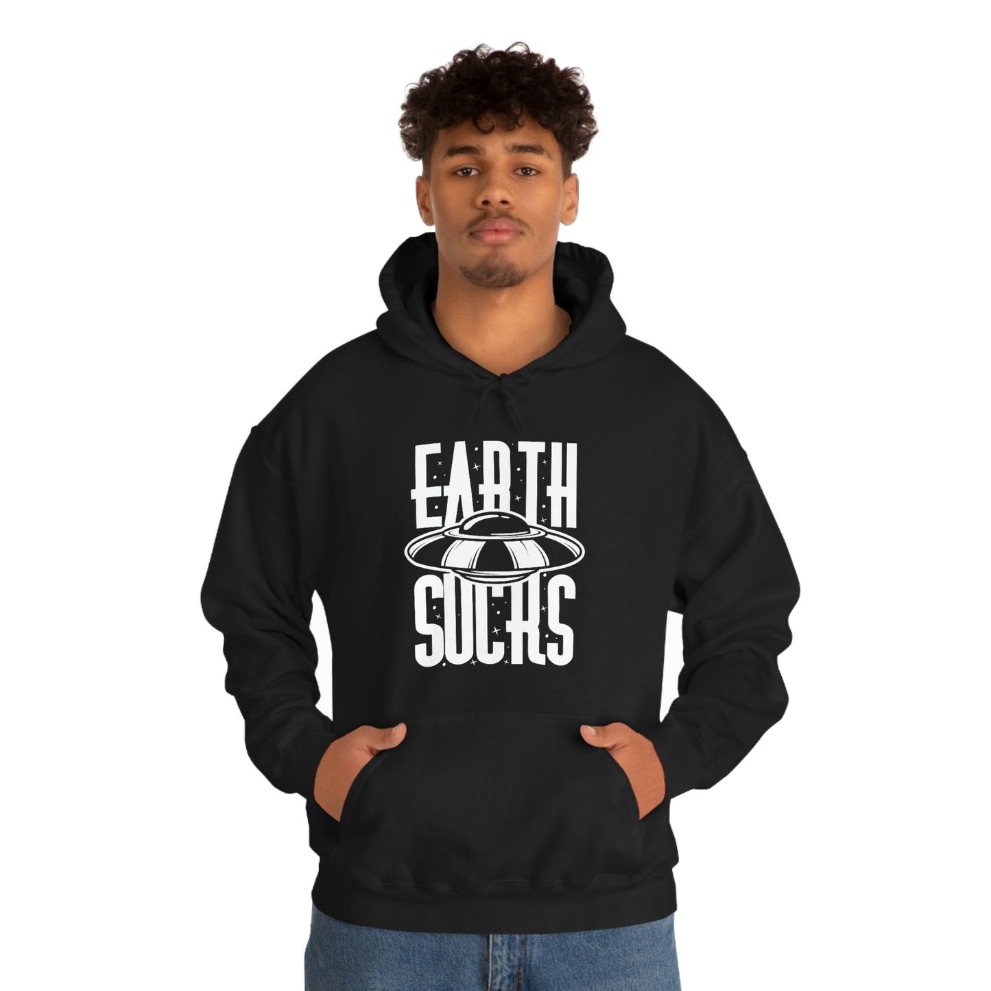 Earth Sucks White Font Unisex Heavy Blend™ Hooded Sweatshirt