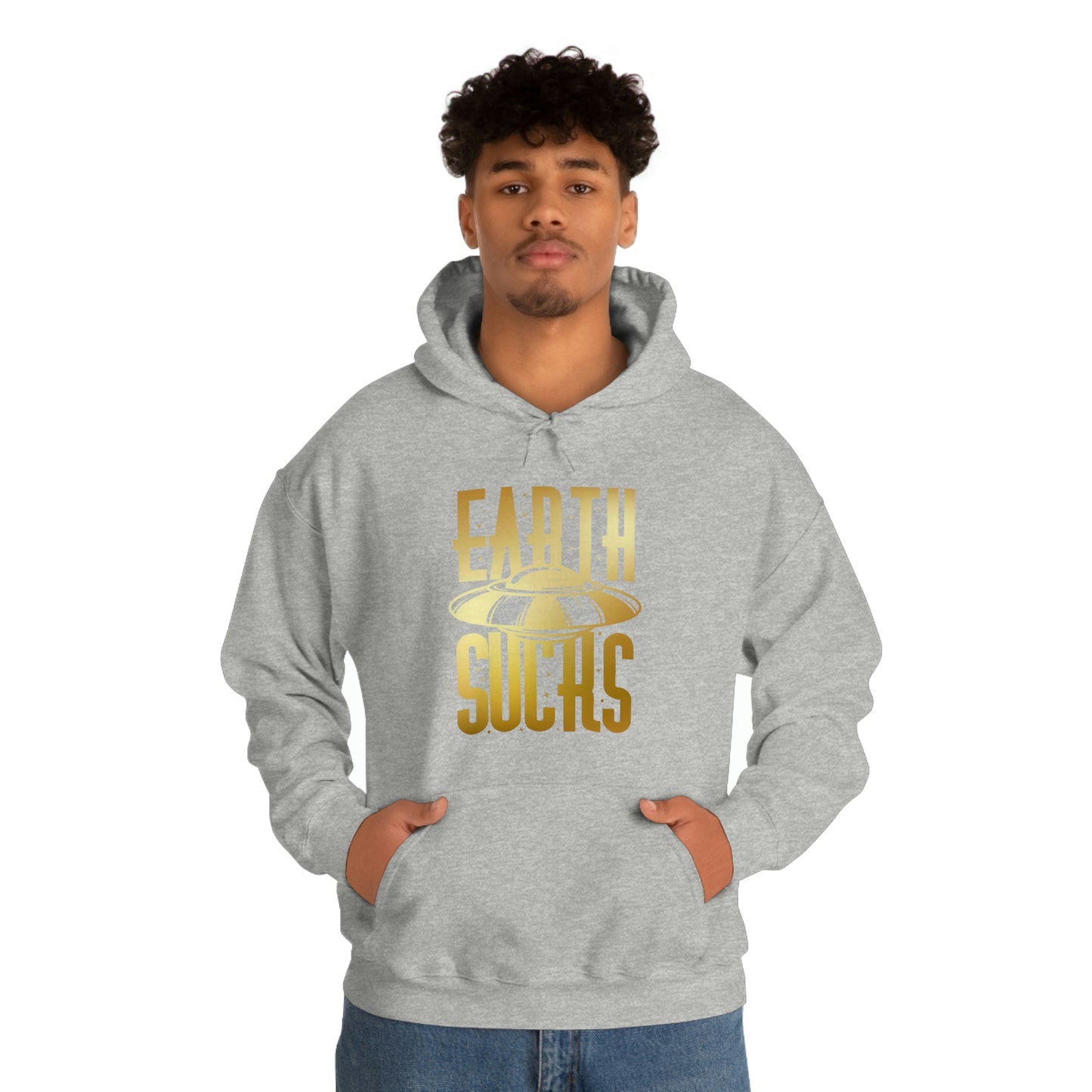 Earth Sucks Gold Font Unisex Heavy Blend™ Hooded Sweatshirt