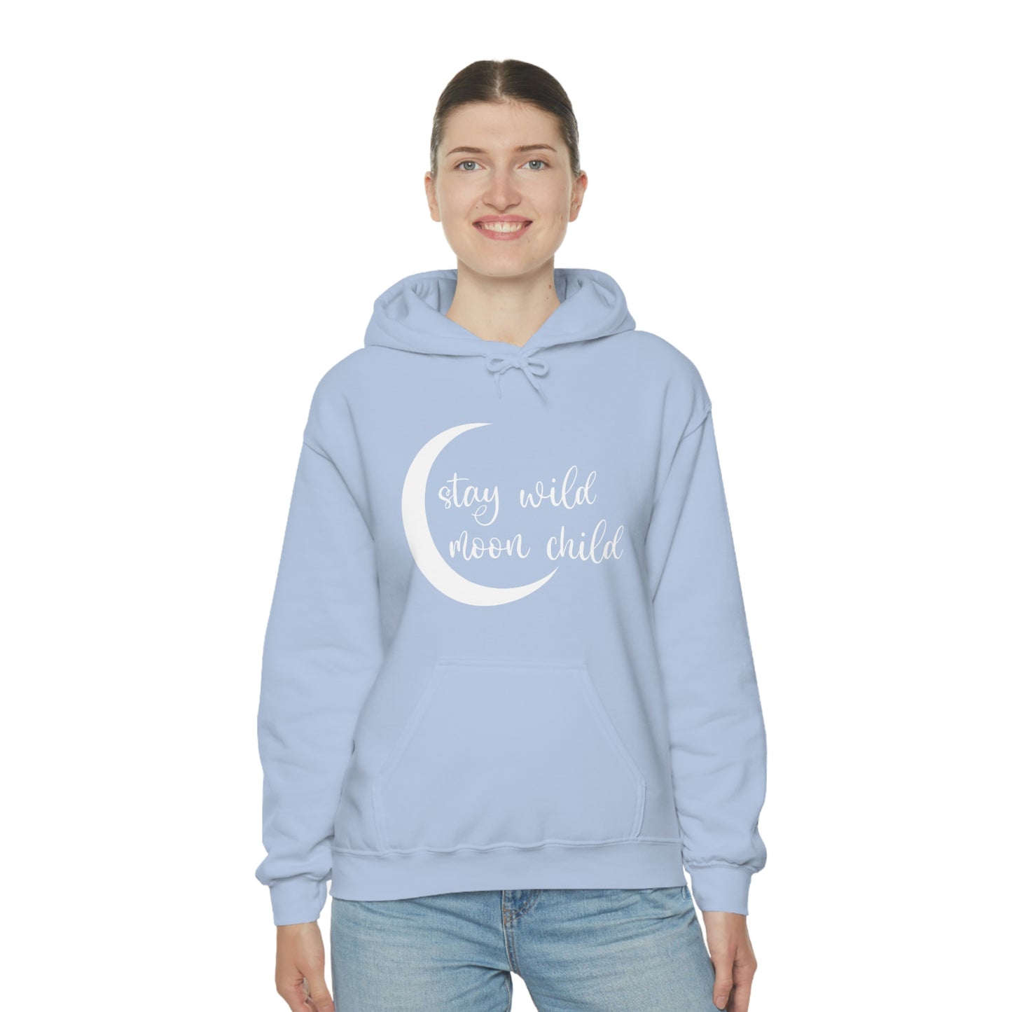 Stay Wild Moon Child White Font Unisex Heavy Blend™ Hooded Sweatshirt