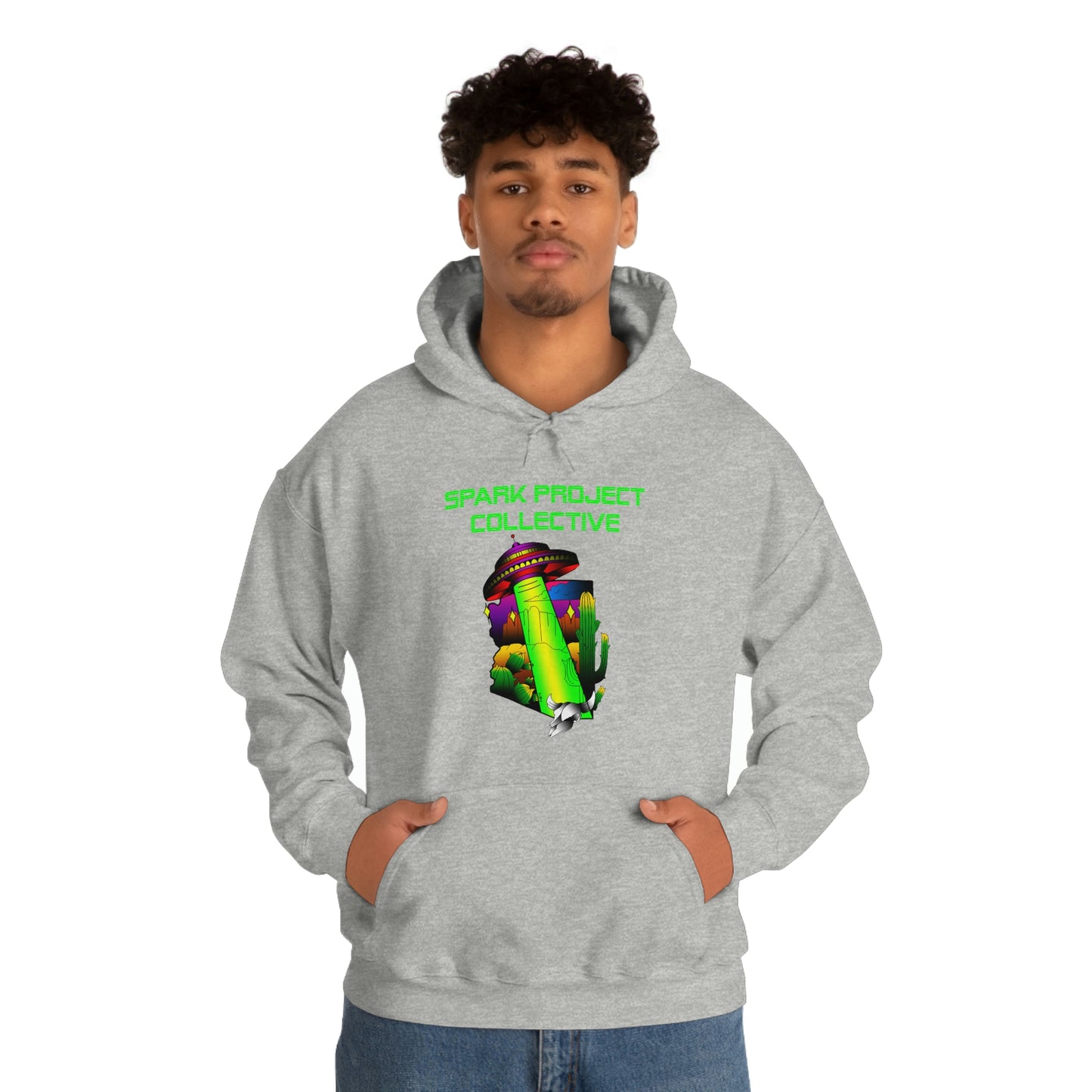 UFO Spark Green Font Unisex Heavy Blend™ Hooded Sweatshirt