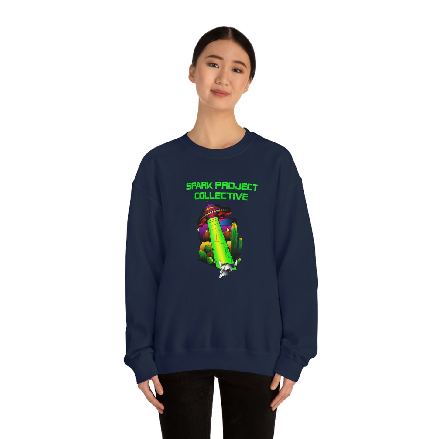 UFO Spark Green Font unisex heavy blend crewneck sweatshirt