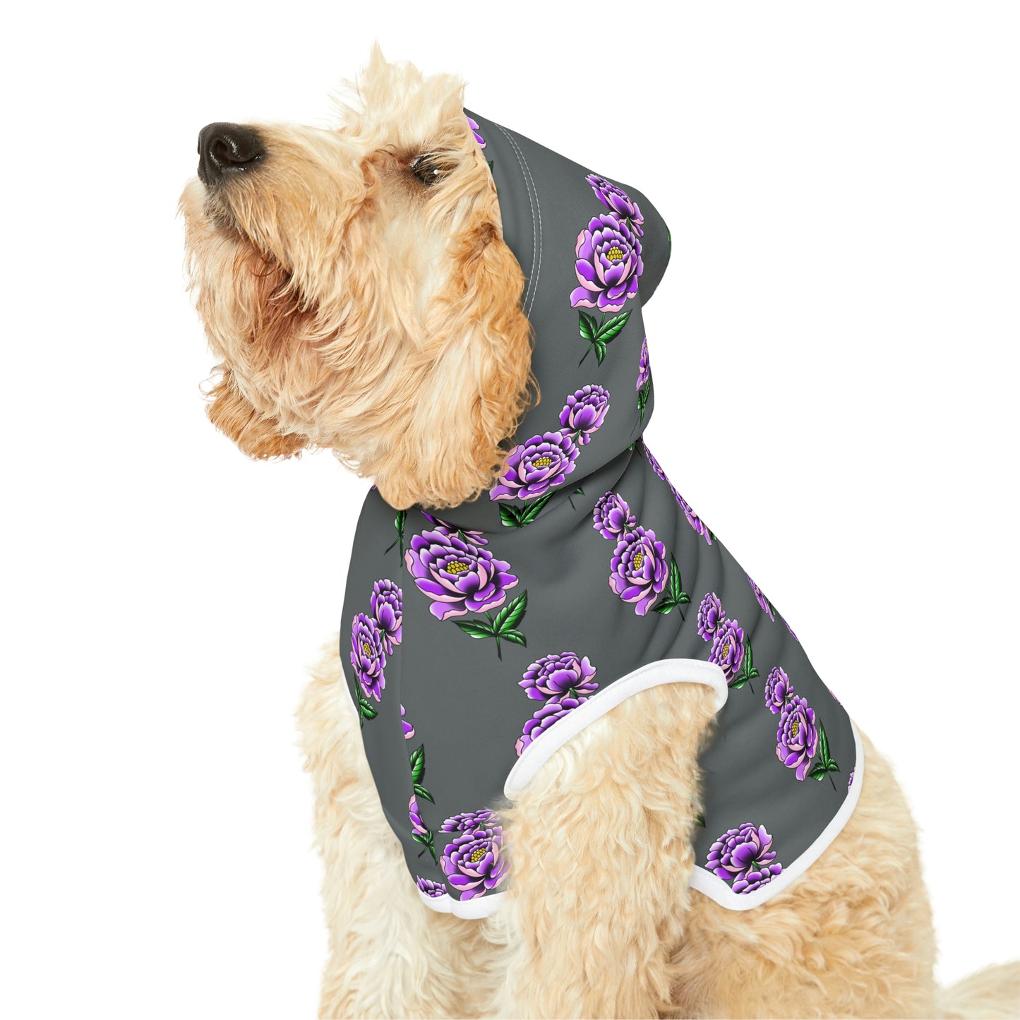 Flower Pattern Dk Grey Dog Hoodie