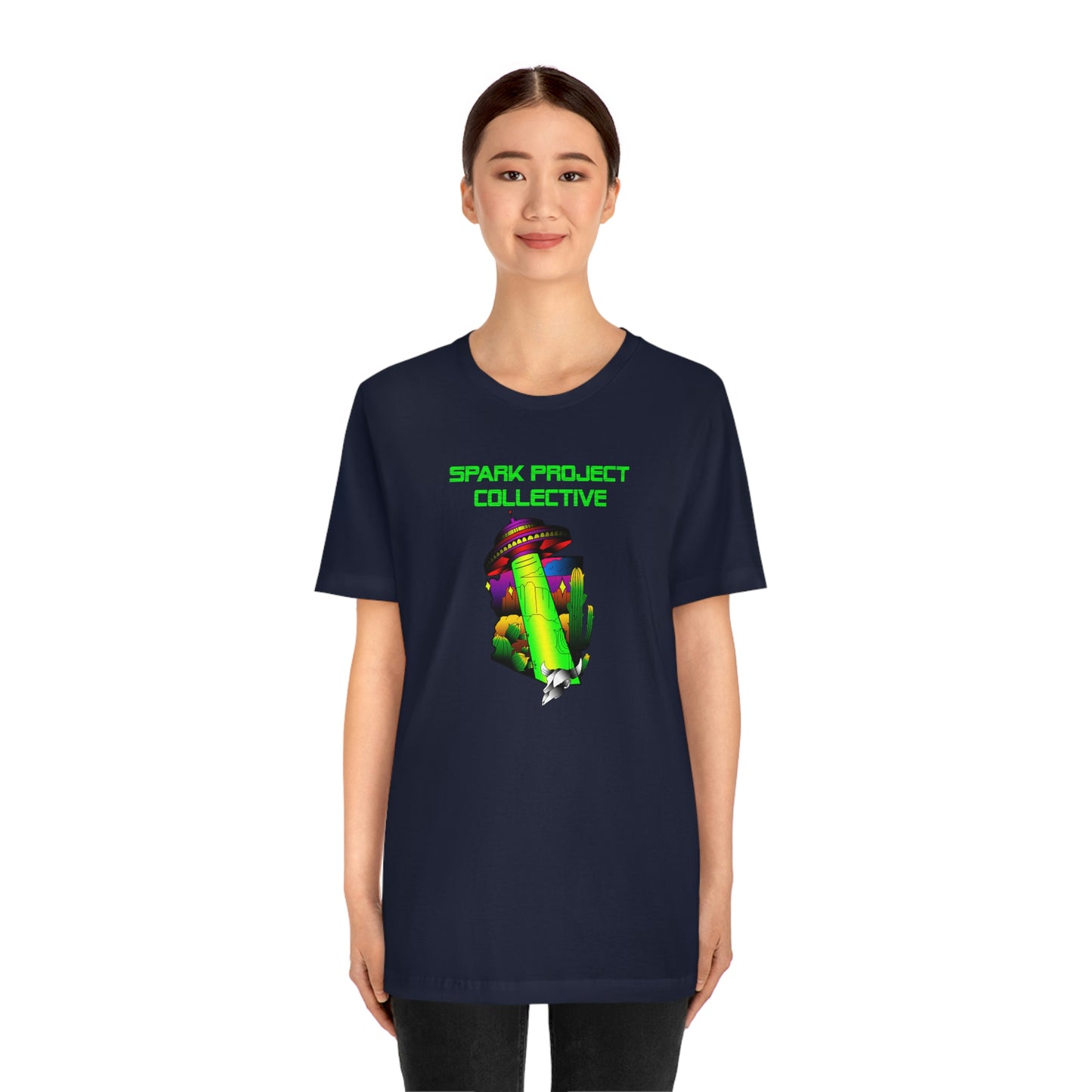 UFO Spark Green Font unisex jersey short sleeve tee