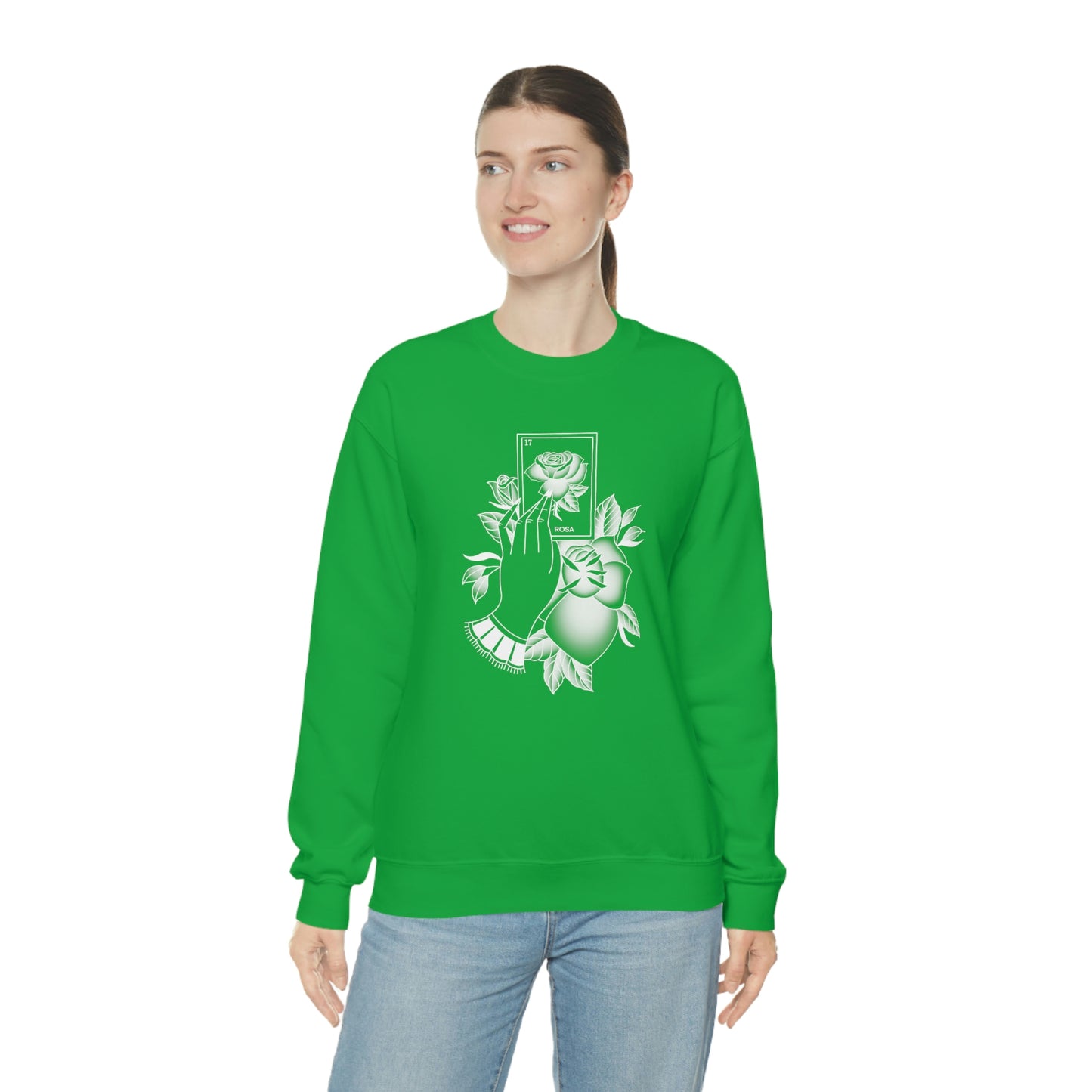 Rosa Card Shaded White unisex heavy blend crewneck sweatshirt