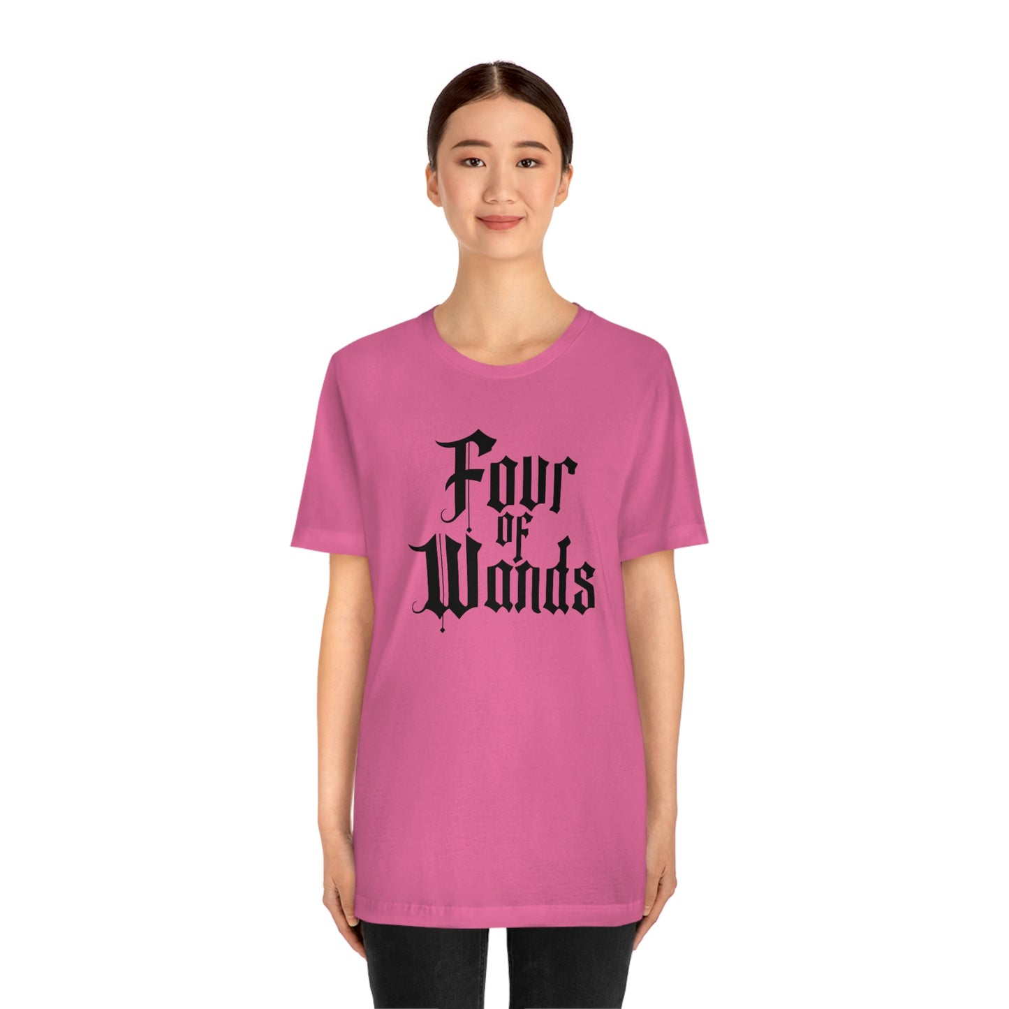 Four of Wands Black Logo Unisex Jersey Short Sleeve Tee