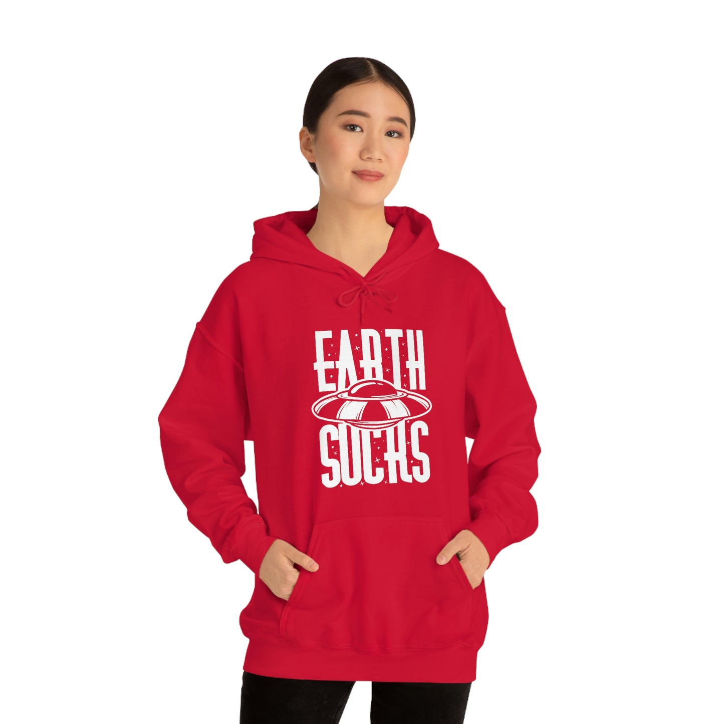 Earth Sucks White Font Unisex Heavy Blend™ Hooded Sweatshirt