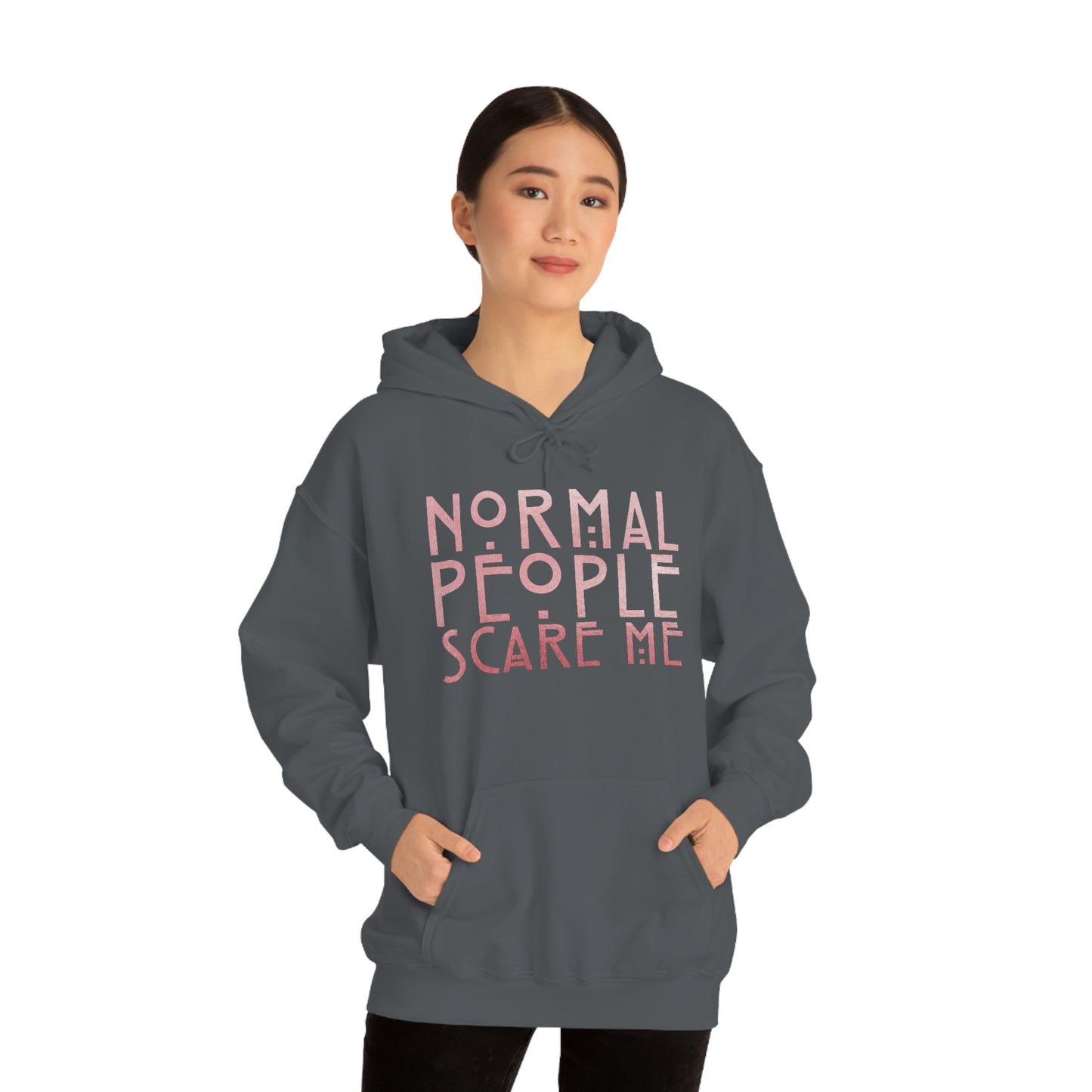 Normal People Scare Me Pink Font Unisex Heavy Blend™ Hooded Sweatshirt