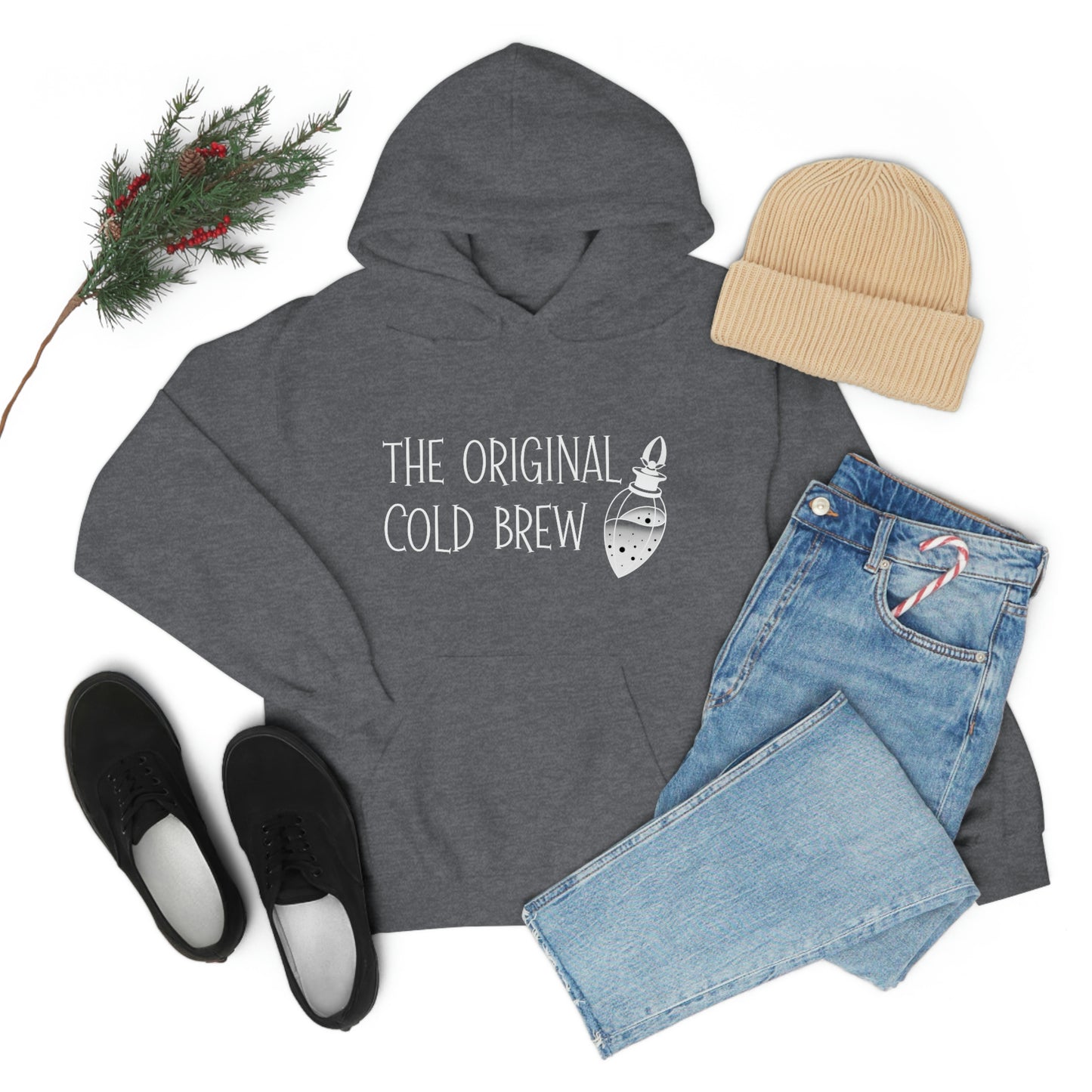 The Original Cold Brew White Font Unisex Heavy Blend™ Hooded Sweatshirt