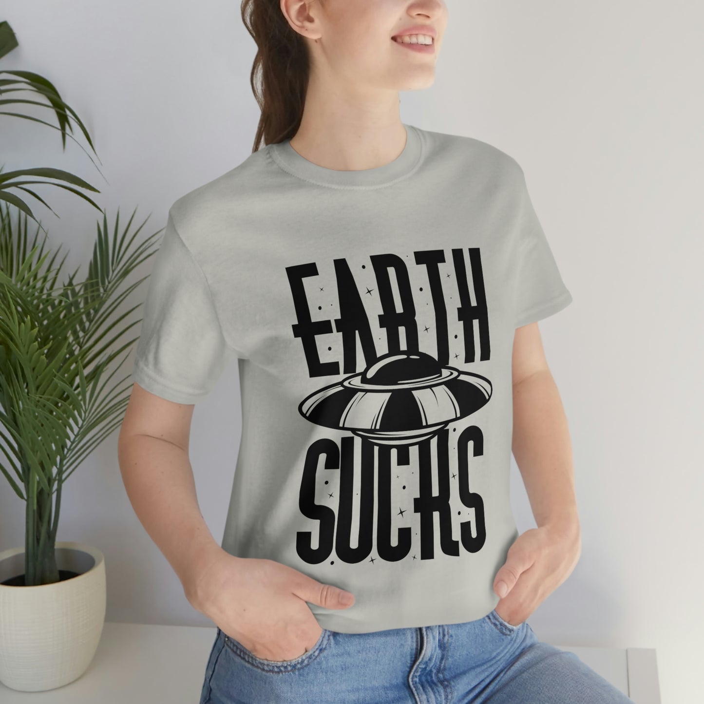 Earth Sucks Black Font Unisex Jersey Short Sleeve Tee