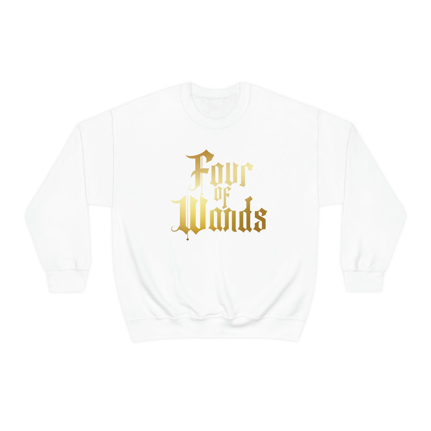 Four of Wands Logo Gold Font Black unisex heavy blend crewneck sweatshirt