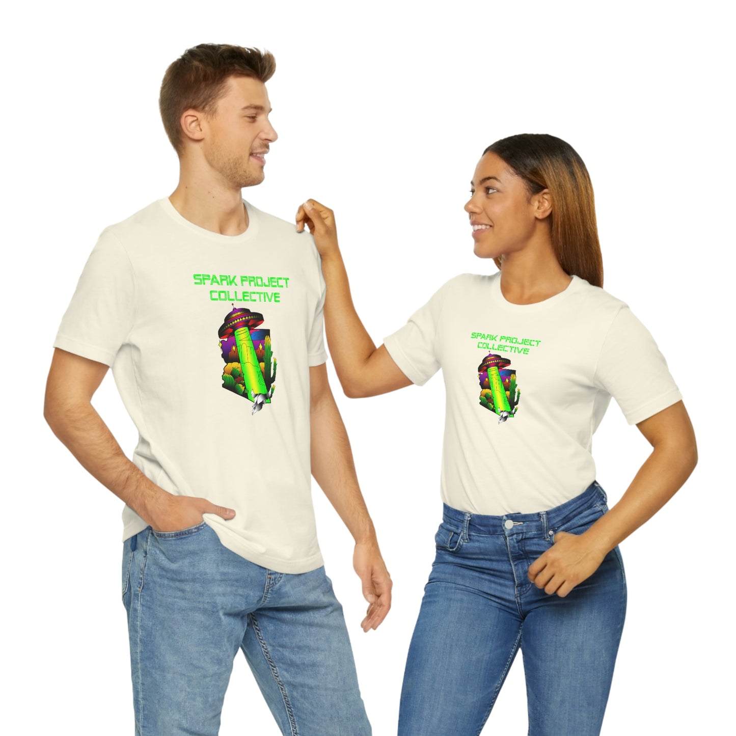 UFO Spark Green Font unisex jersey short sleeve tee