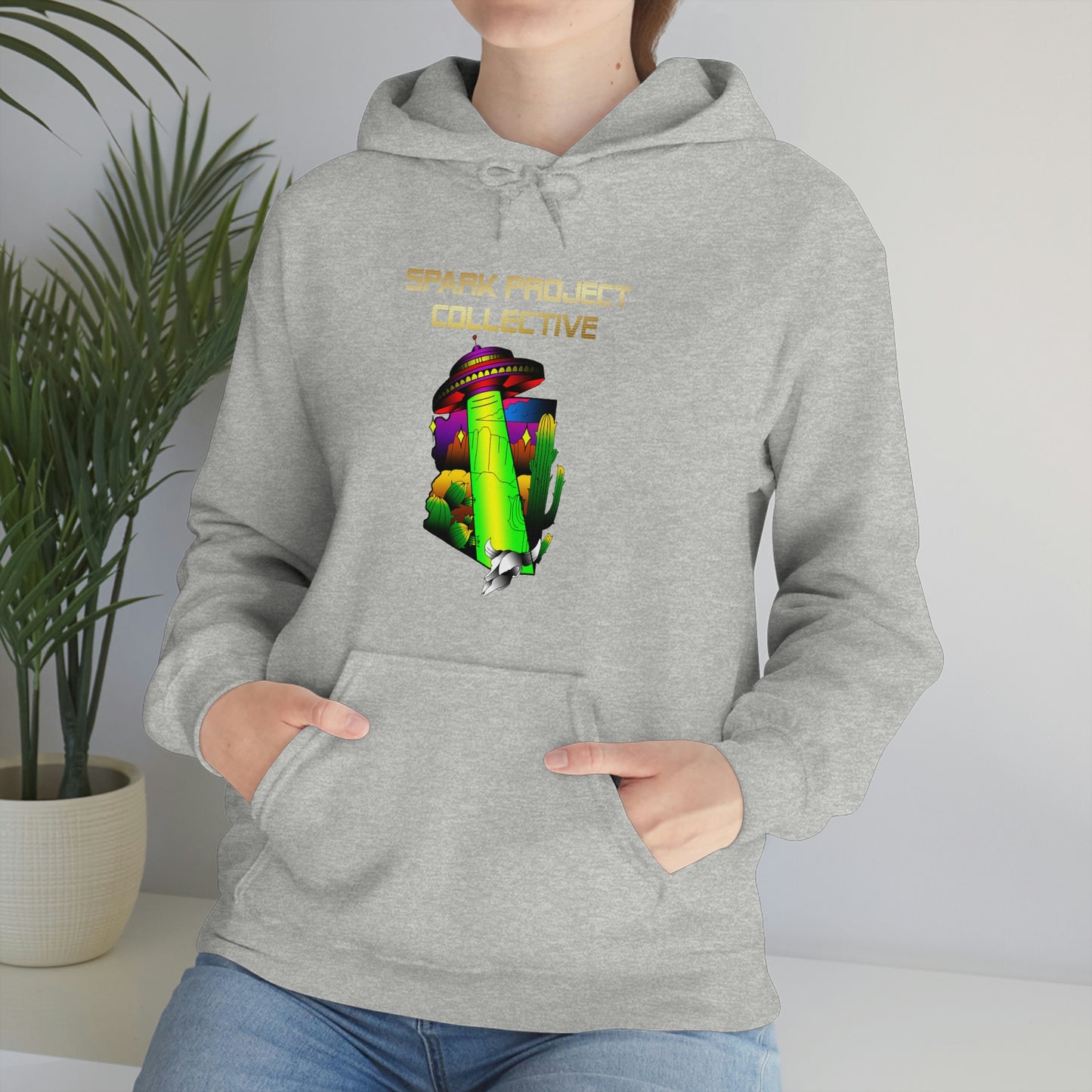 UFO Spark Gold Font Unisex Heavy Blend™ Hooded Sweatshirt