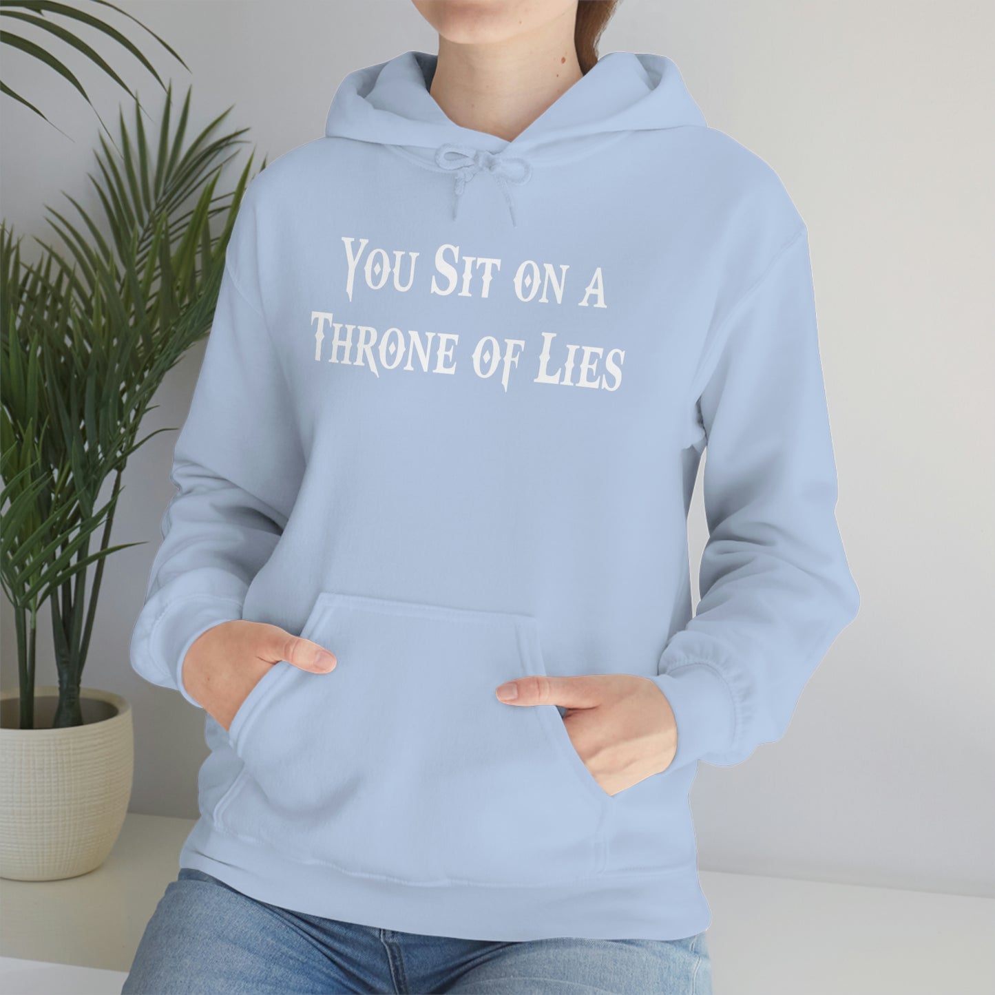 You Sit on A Throne of Lies White Font Unisex Heavy Blend™ Hooded Sweatshirt