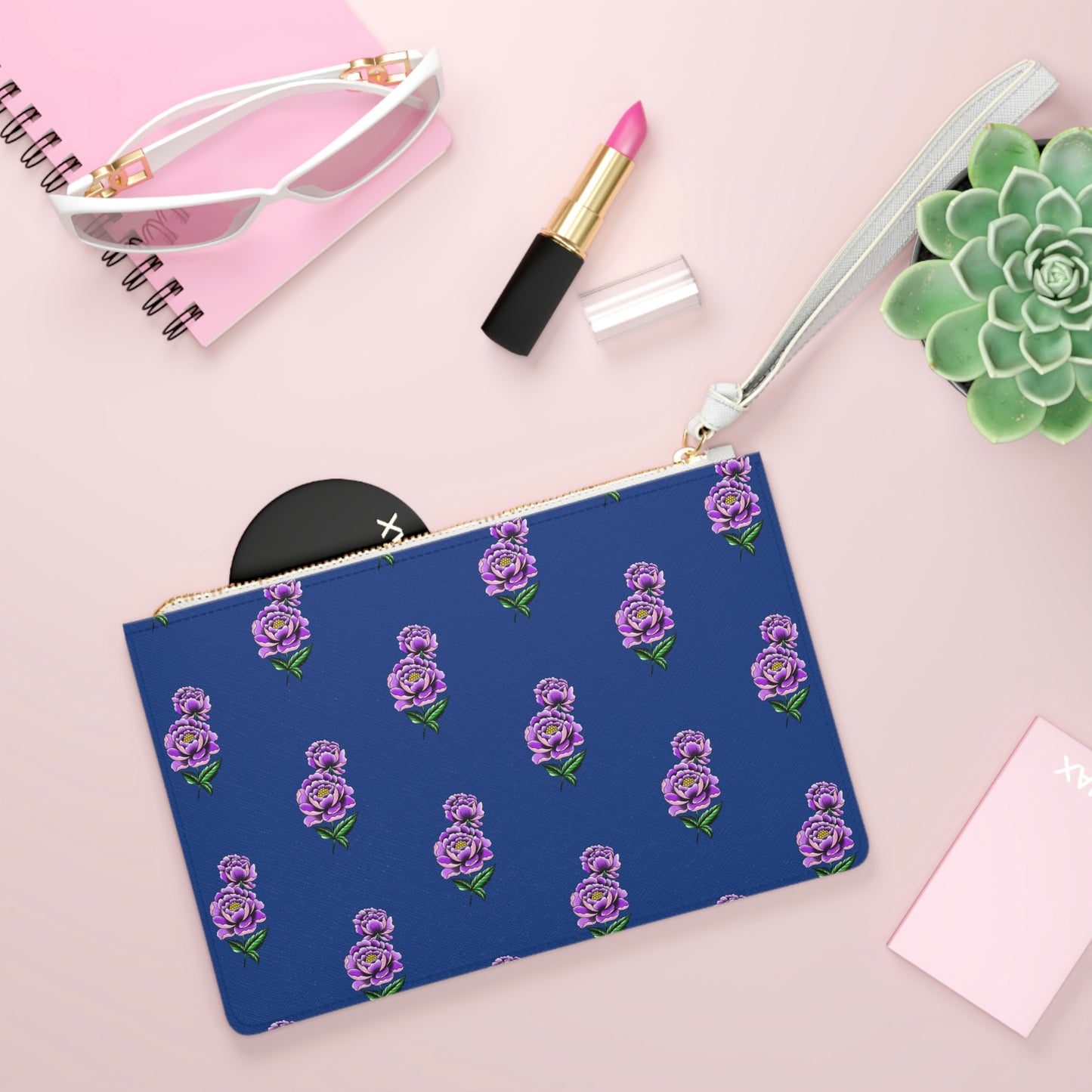 Flower, Blue Clutch Bag