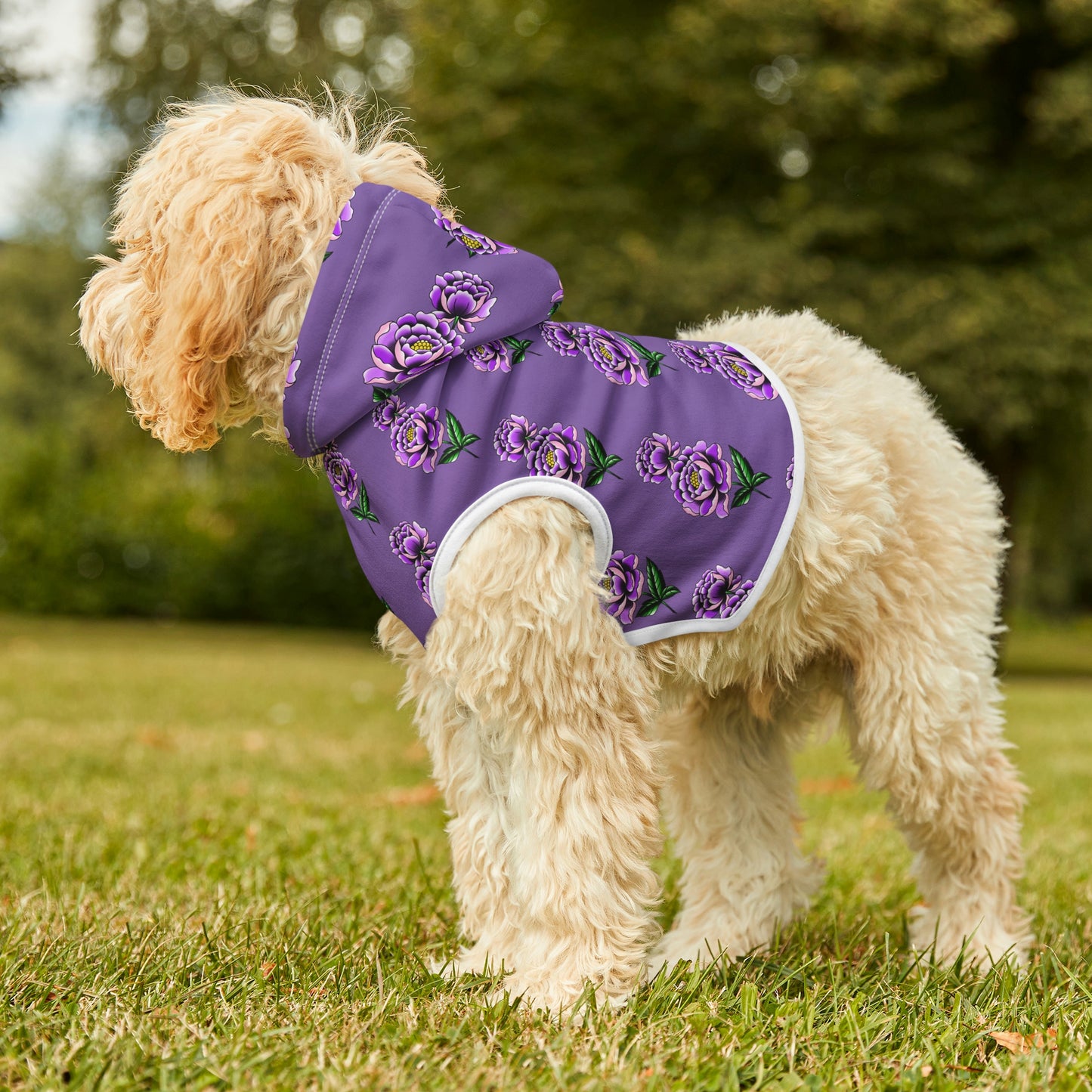 Flower Pattern Purple Dog Hoodie